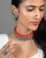 Load image into Gallery viewer, SHILPI THREADED CHOKER NECKLACE JEWELLERY SET COMBO