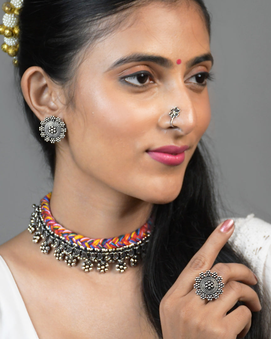 SHILPI THREADED CHOKER NECKLACE JEWELLERY SET COMBO