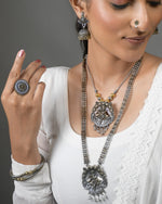 Load image into Gallery viewer, 2-TONE DOUBLE NECKLACE JEWELLERY SET COMBO