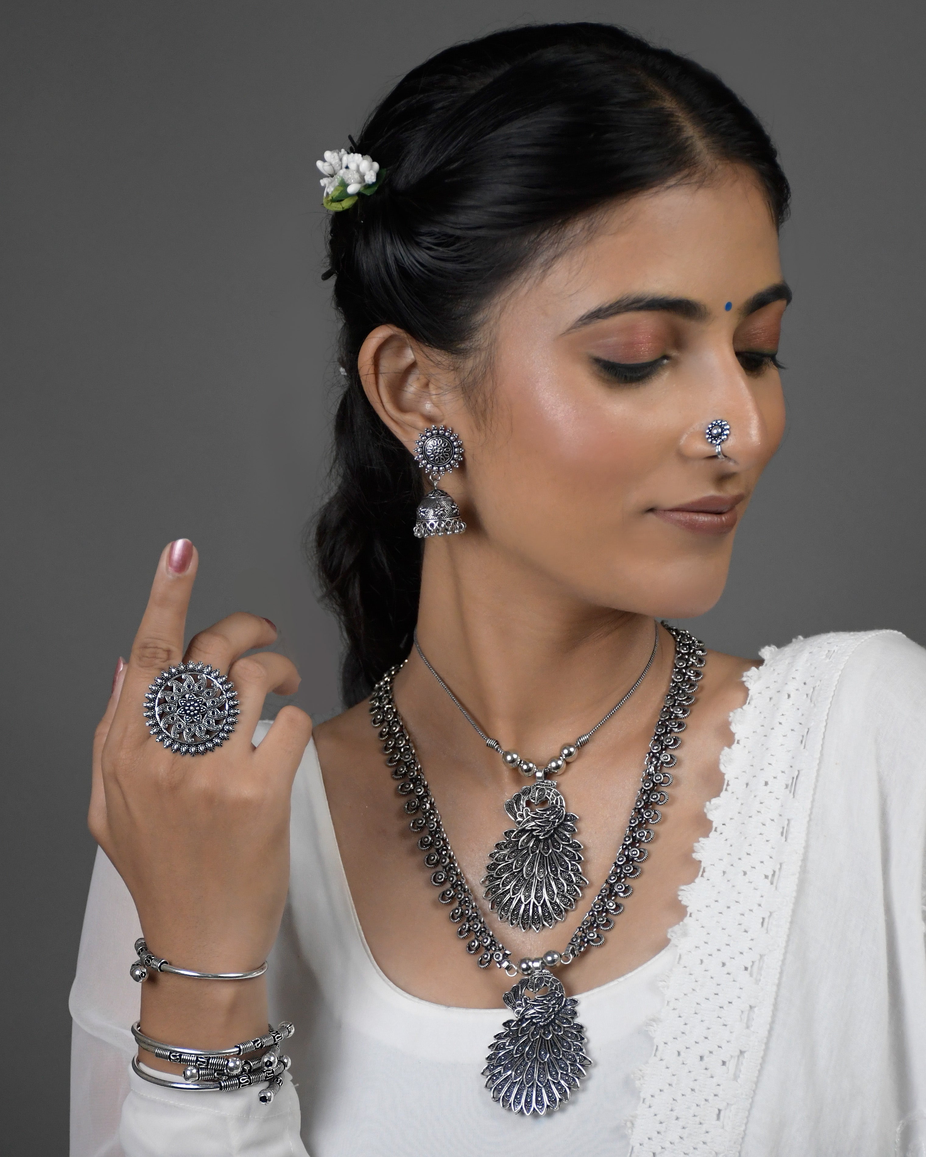 2 NECKLACE OXIDISED JEWELLERY SET COMBO