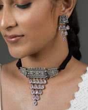 Naira Silver Lookalike Stone Necklace Set