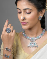 Load image into Gallery viewer, Niya Royalflash Oxidised Choker Jewellery Set Combo
