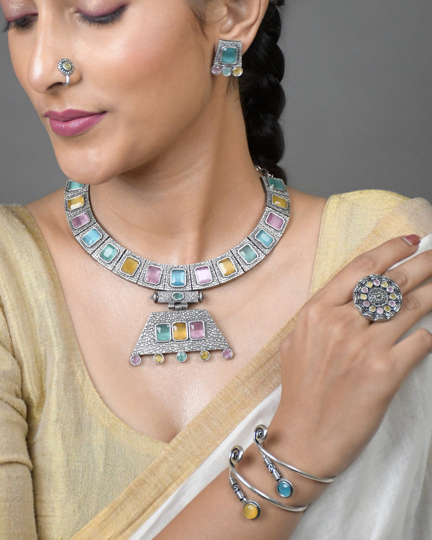 Niya Royalflash Oxidised Choker Jewellery Set Combo