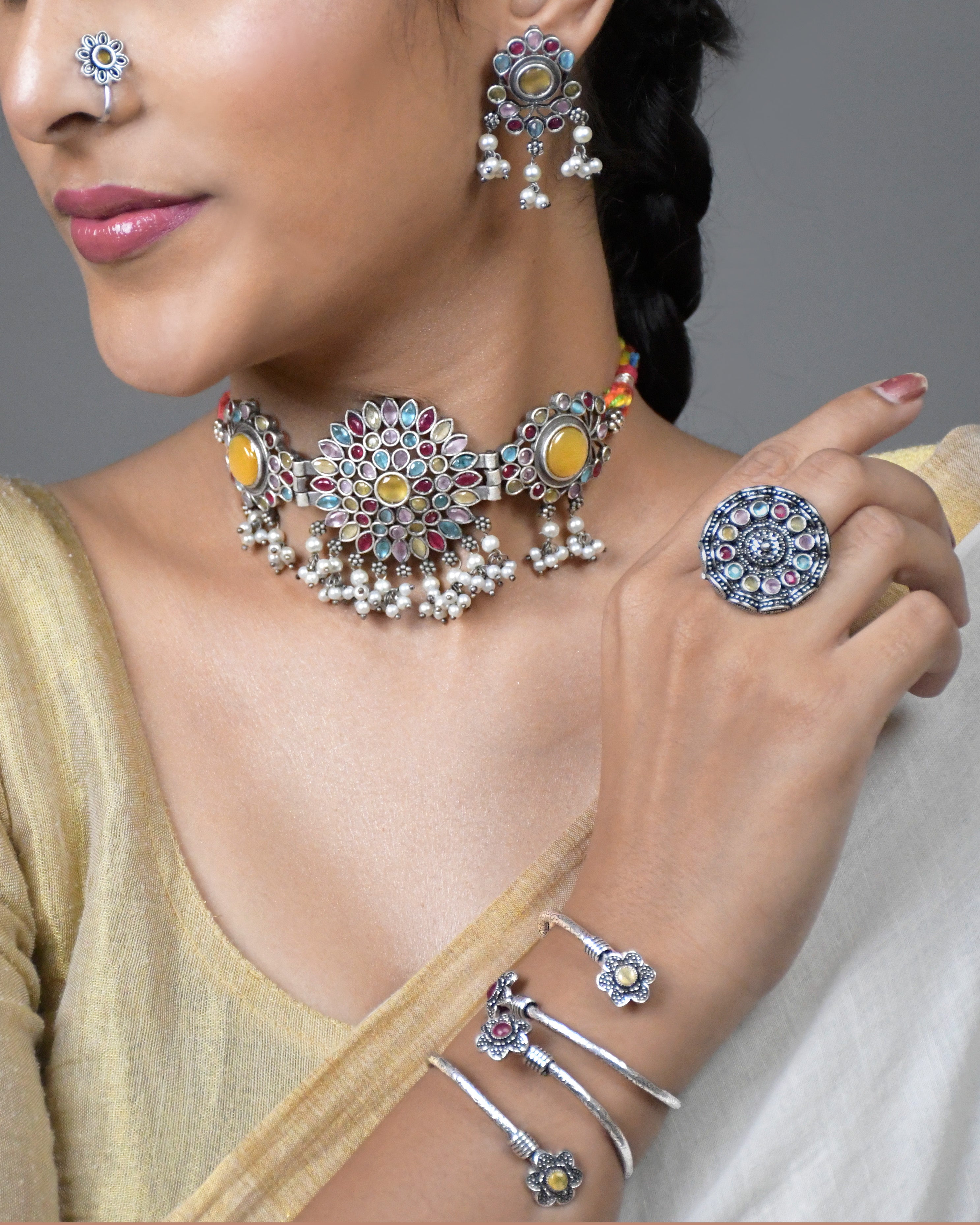 Niva Stone Jewellery Set Combo