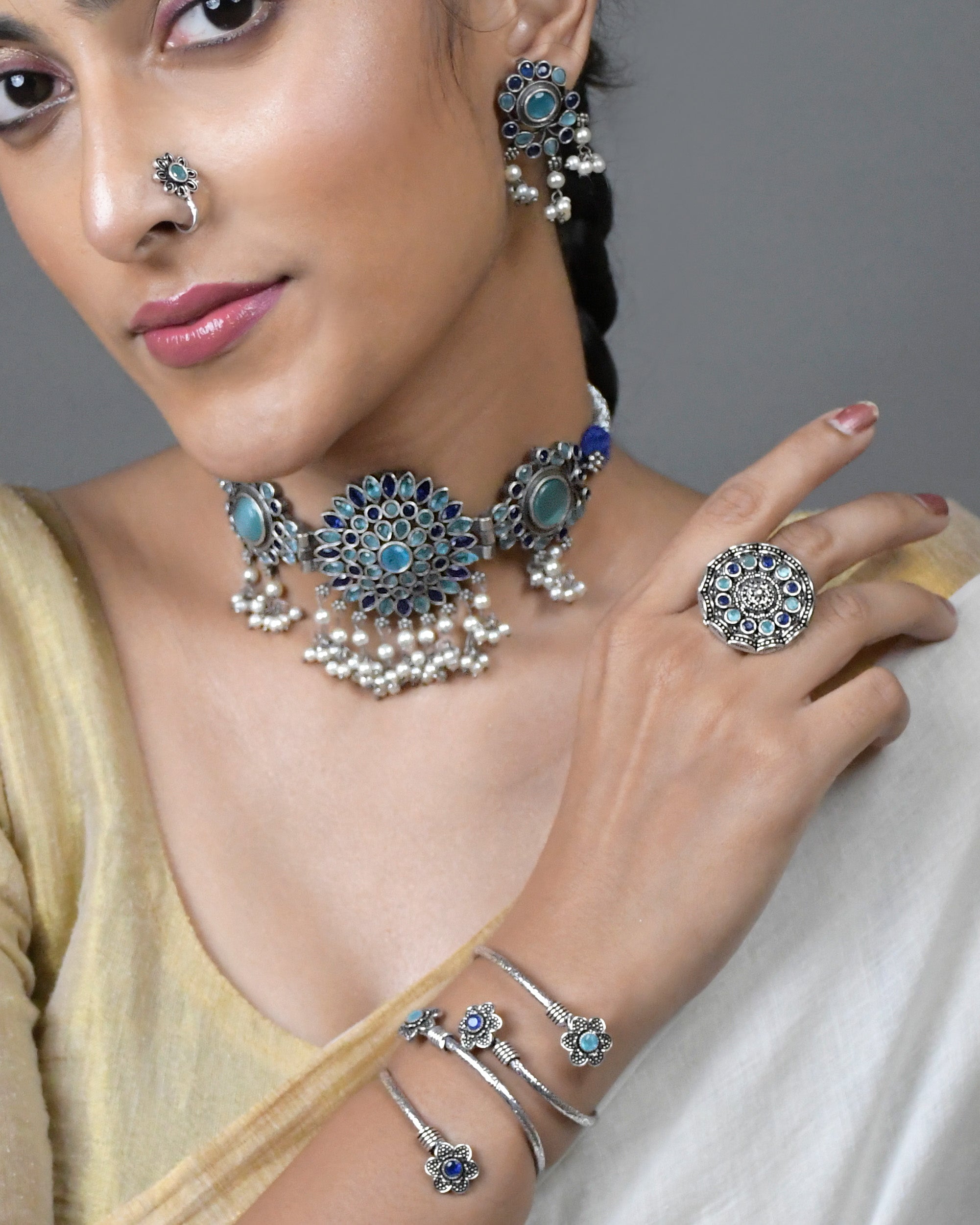 Niva Stone Jewellery Set Combo