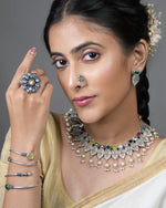 Load image into Gallery viewer, Mahi Celestial Leaf Pearl Jewellery Set