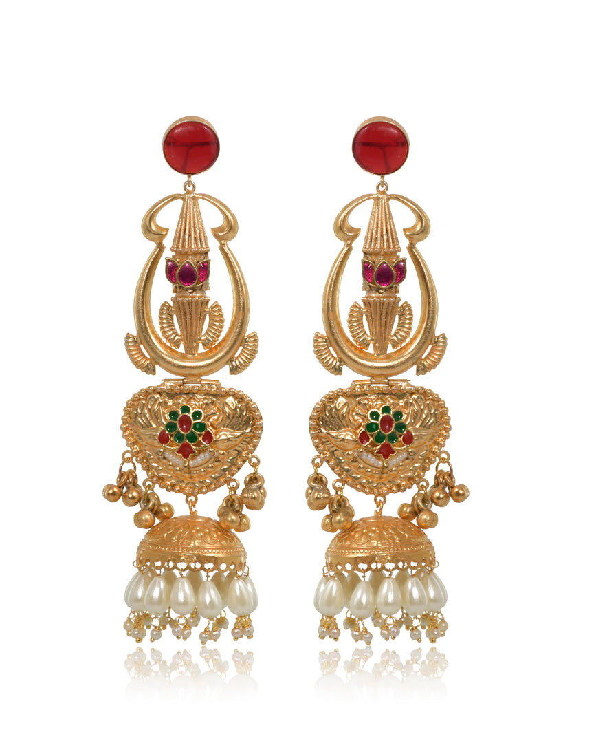 Crimson Golden Earrings