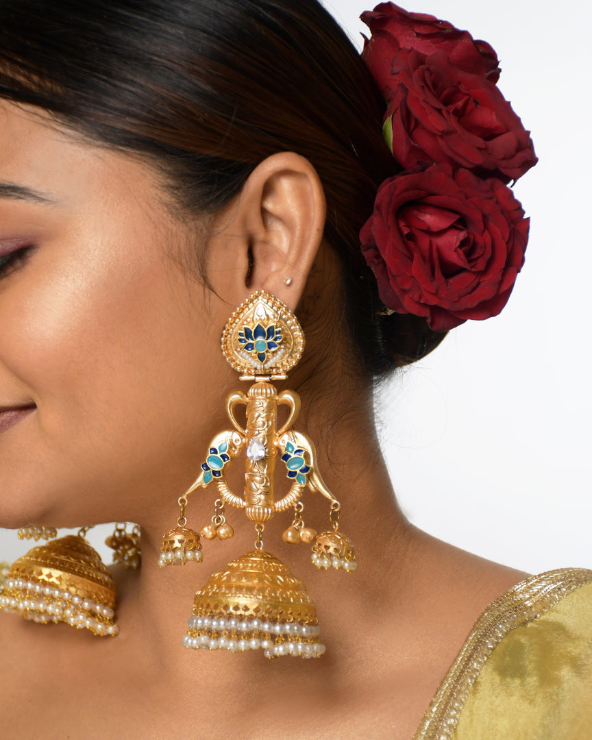 Azure Golden Earrings