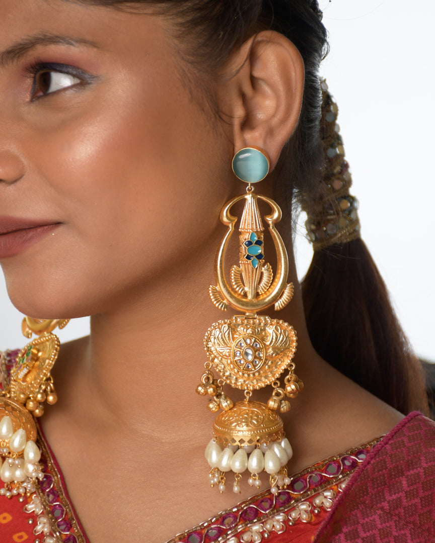 Crimson Golden Earrings