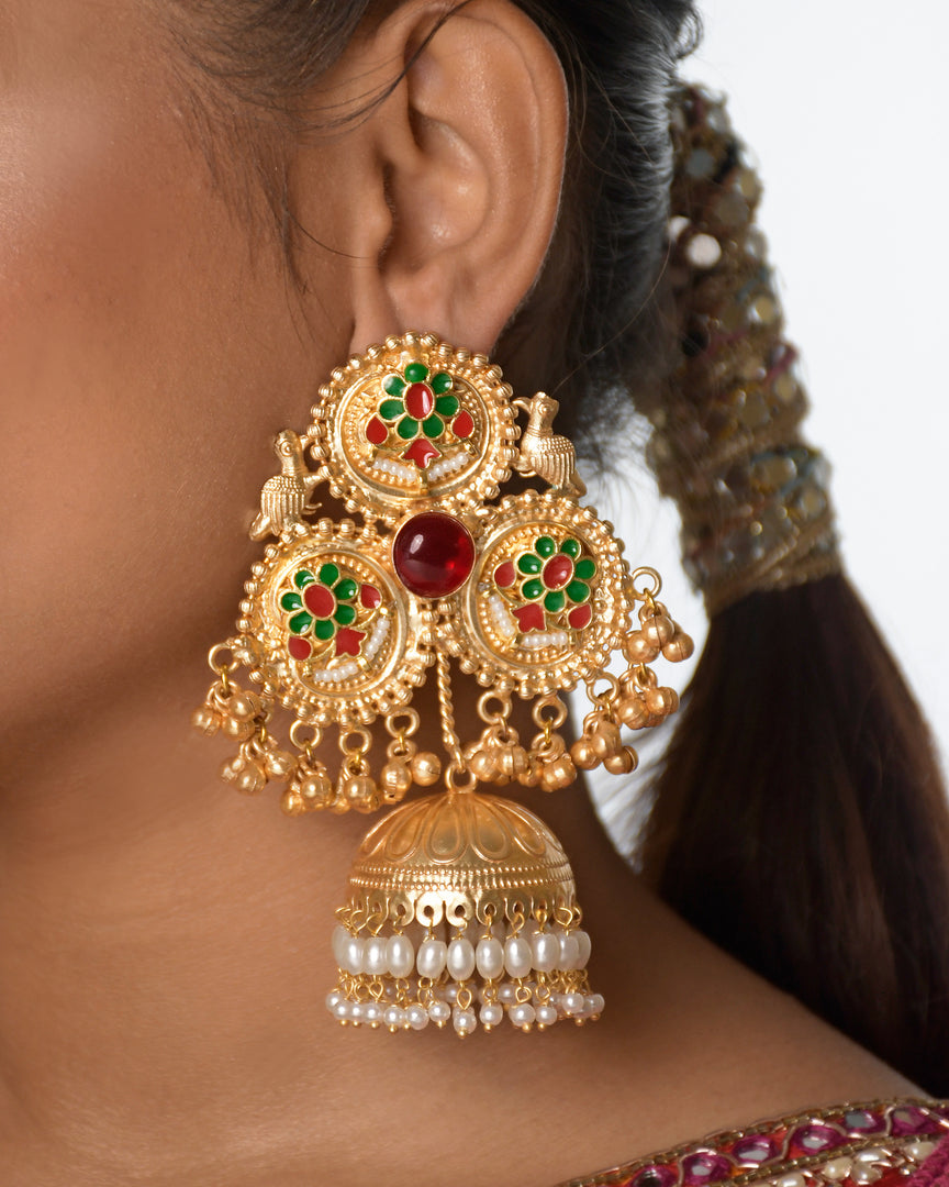Gajranni Golden Earrings