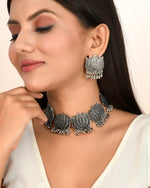 Load image into Gallery viewer, Oxidised Lotus Choker Necklace