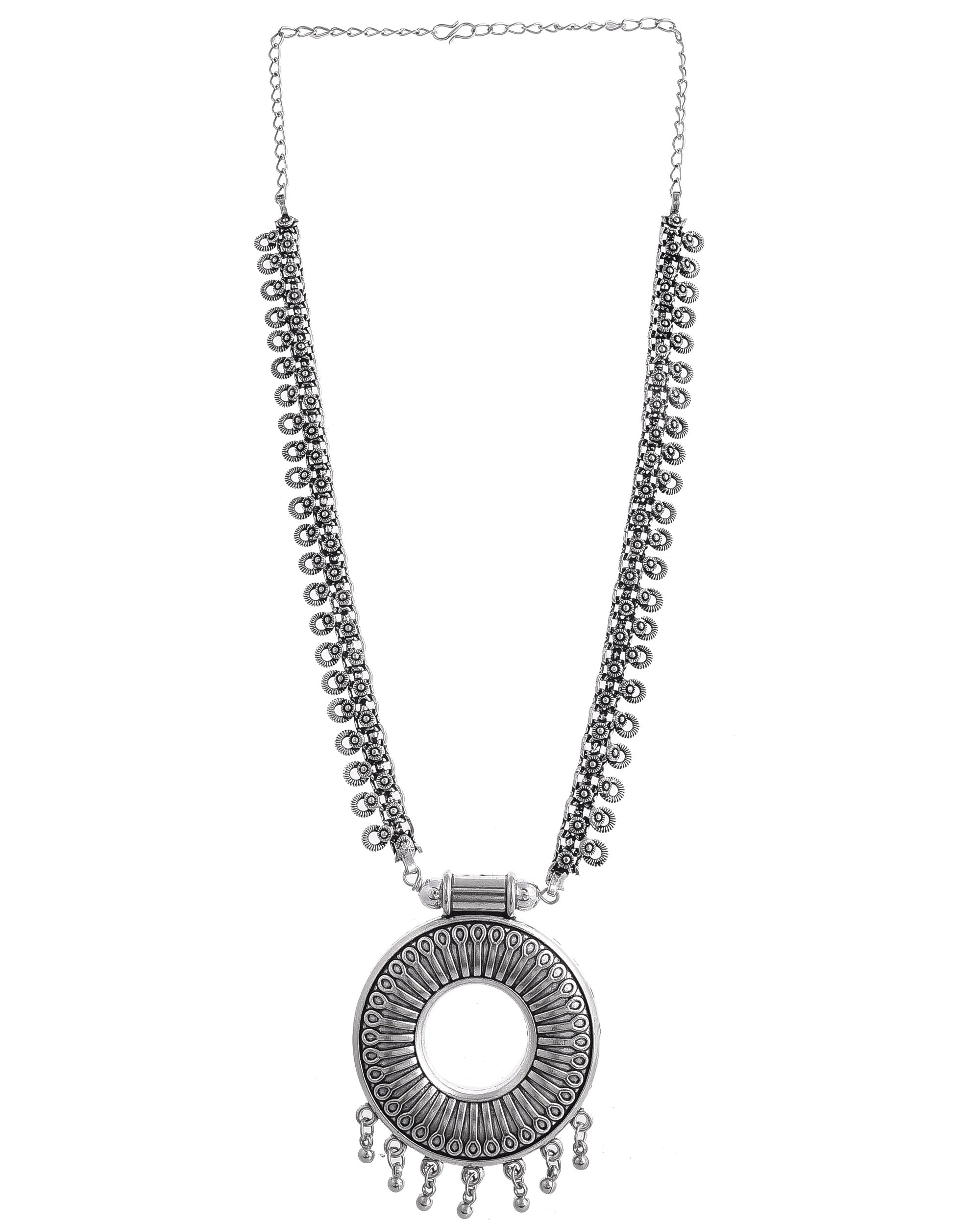 OXIDISED SPRING CHAIN PENDANT NECKLACE