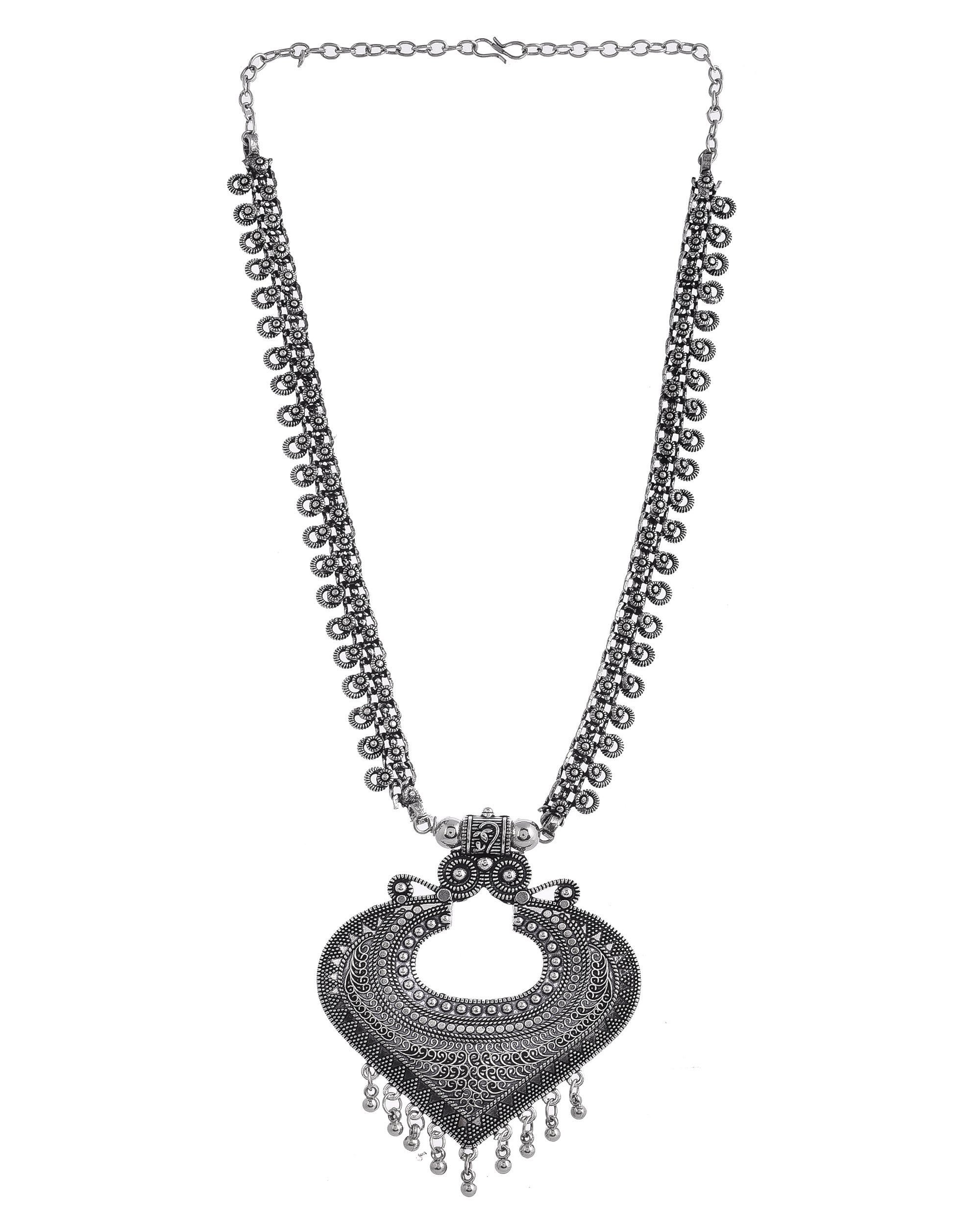 OXIDISED SPRING CHAIN PENDANT NECKLACE