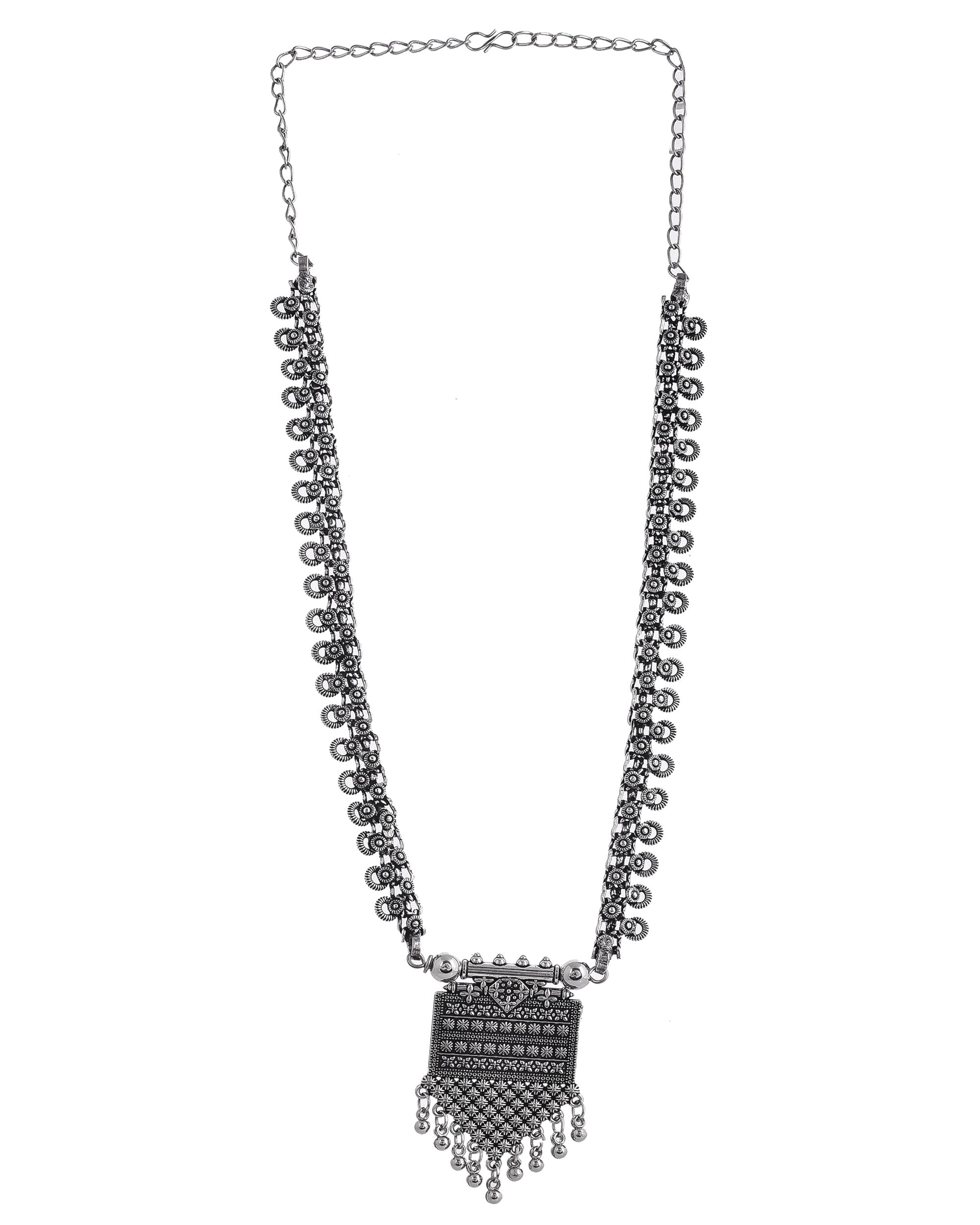 OXIDISED SPRING CHAIN PENDANT NECKLACE