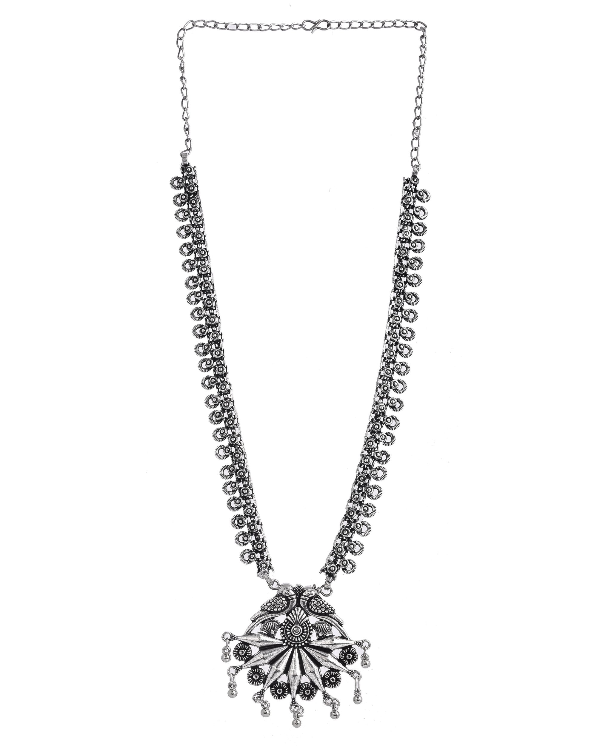 OXIDISED SPRING CHAIN PENDANT NECKLACE