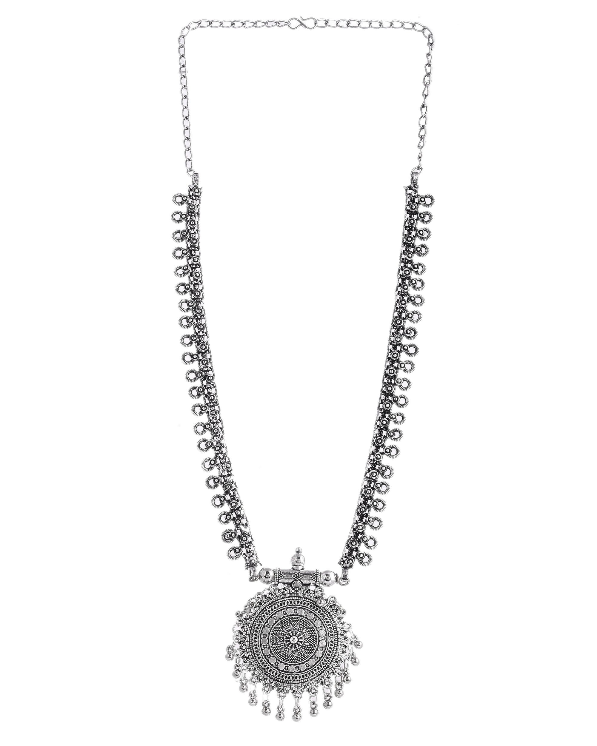 OXIDISED SPRING CHAIN PENDANT NECKLACE