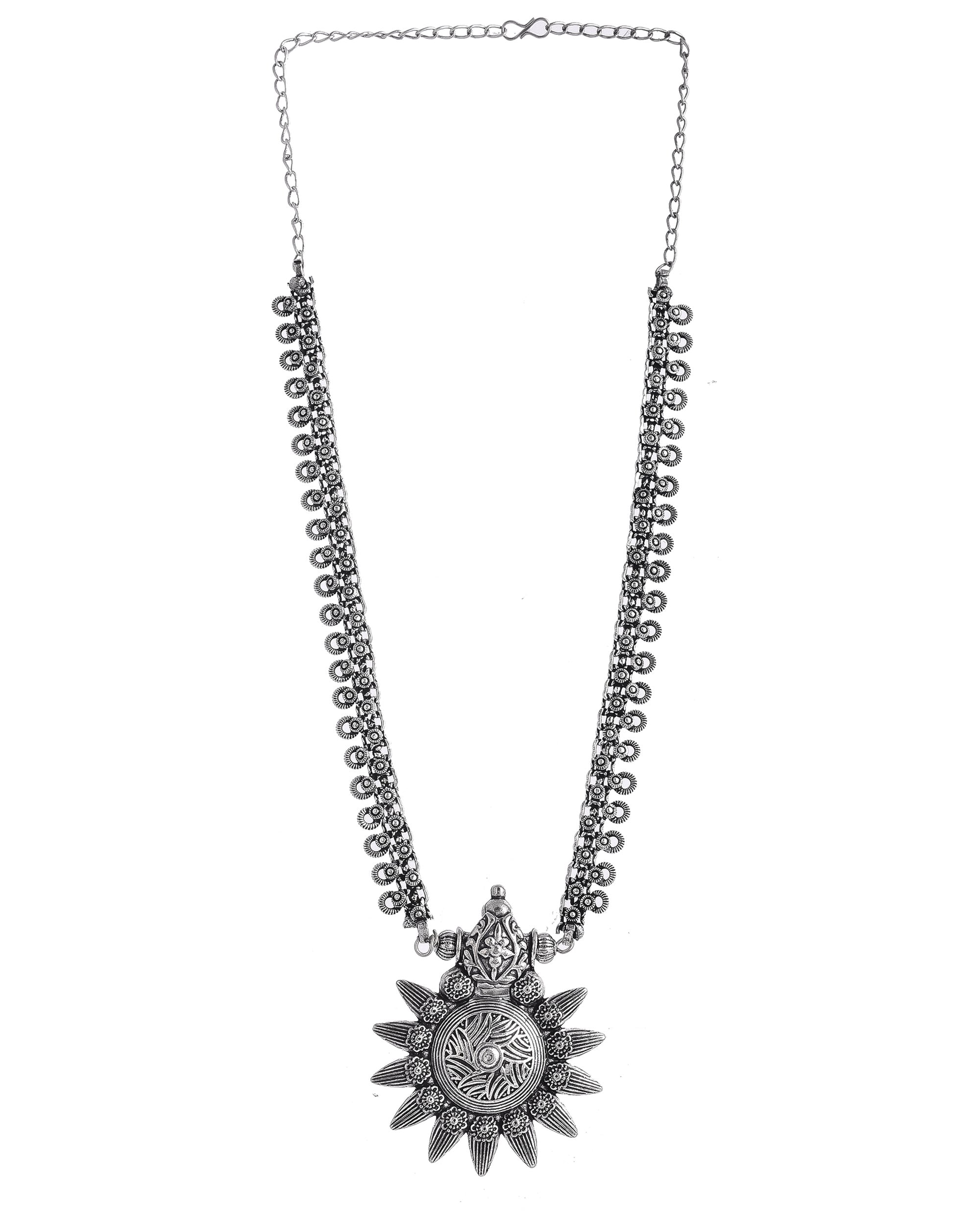 OXIDISED SPRING CHAIN PENDANT NECKLACE