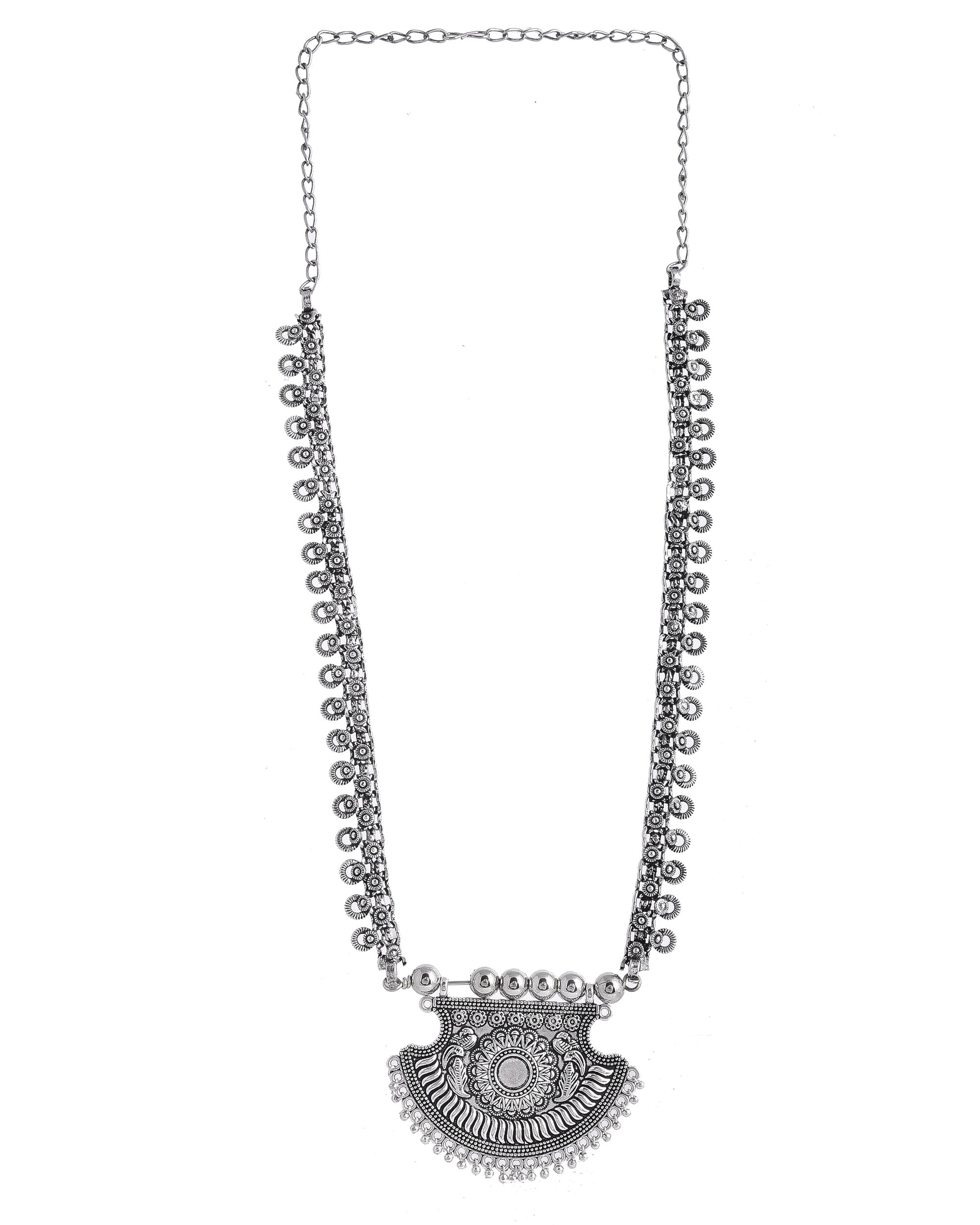 OXIDISED SPRING CHAIN PENDANT NECKLACE