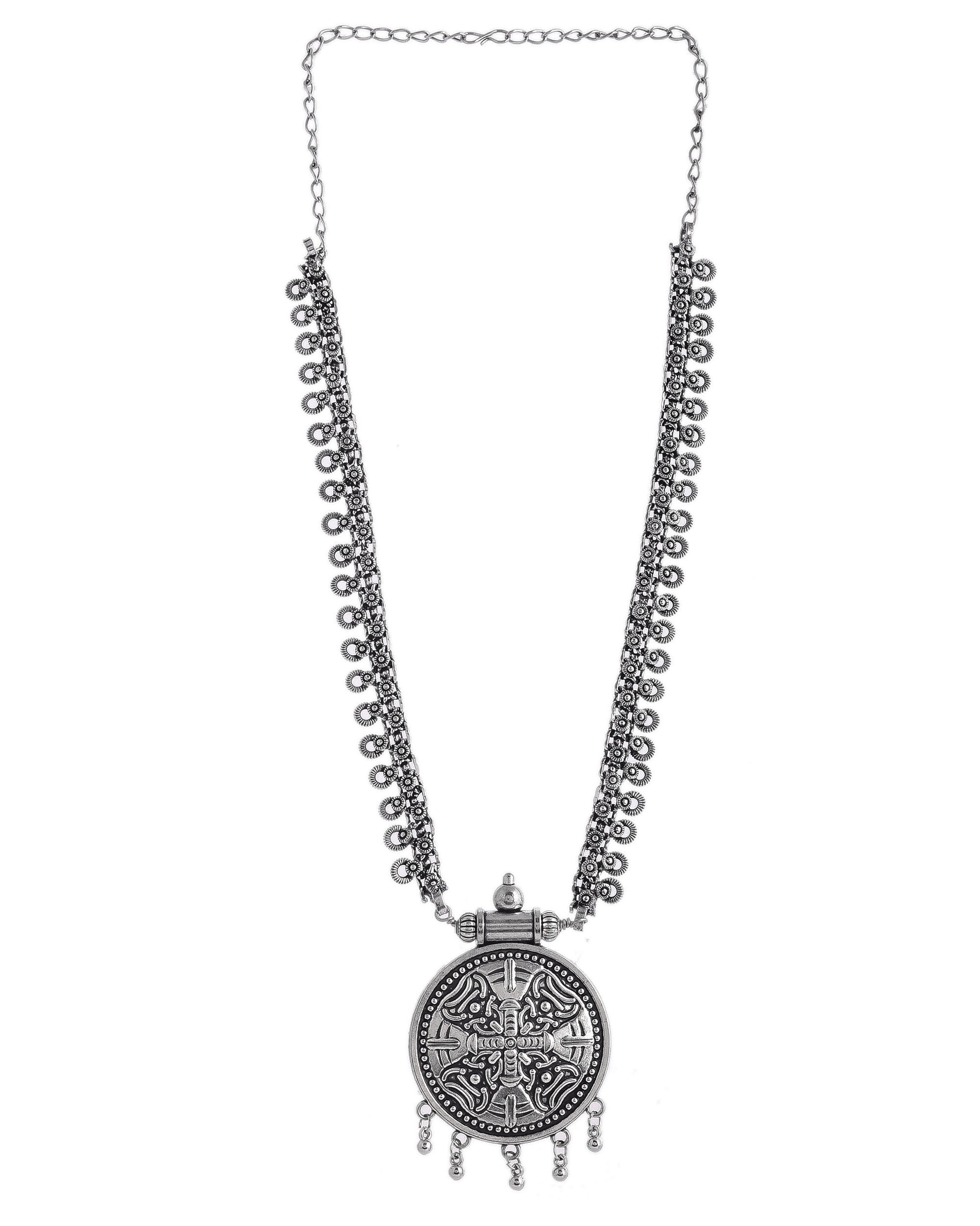 OXIDISED SPRING CHAIN PENDANT NECKLACE