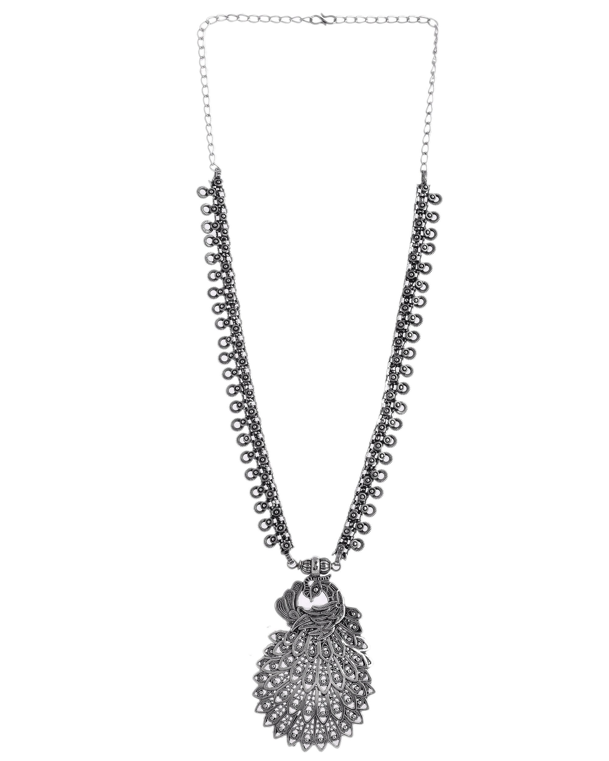 OXIDISED SPRING CHAIN PENDANT NECKLACE