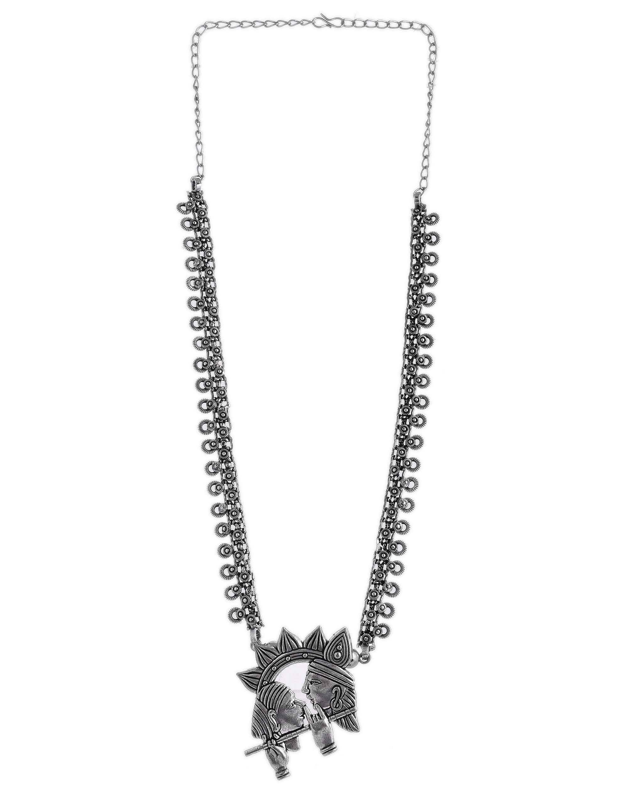 OXIDISED SPRING CHAIN PENDANT NECKLACE