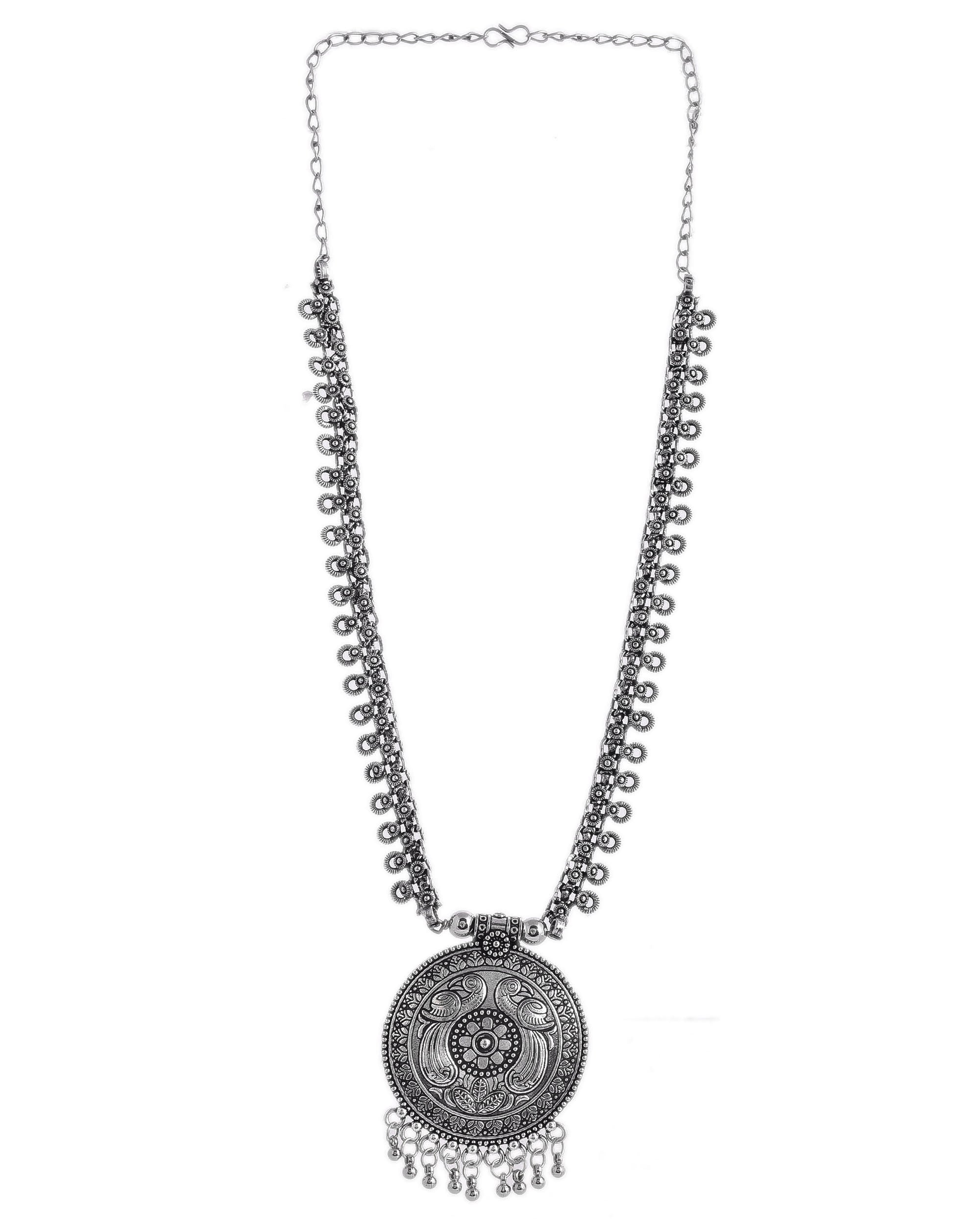 OXIDISED SPRING CHAIN PENDANT NECKLACE