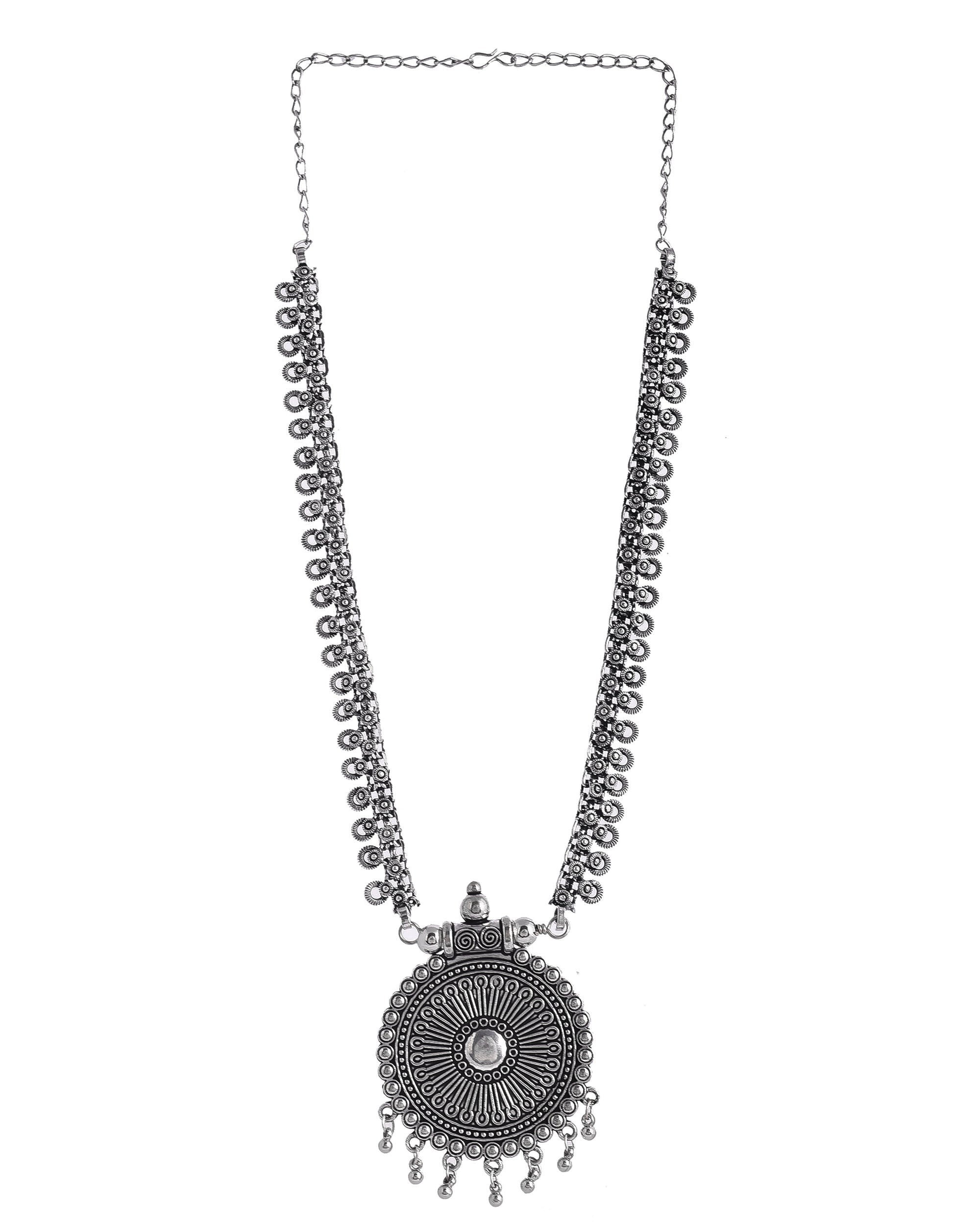 OXIDISED SPRING CHAIN PENDANT NECKLACE