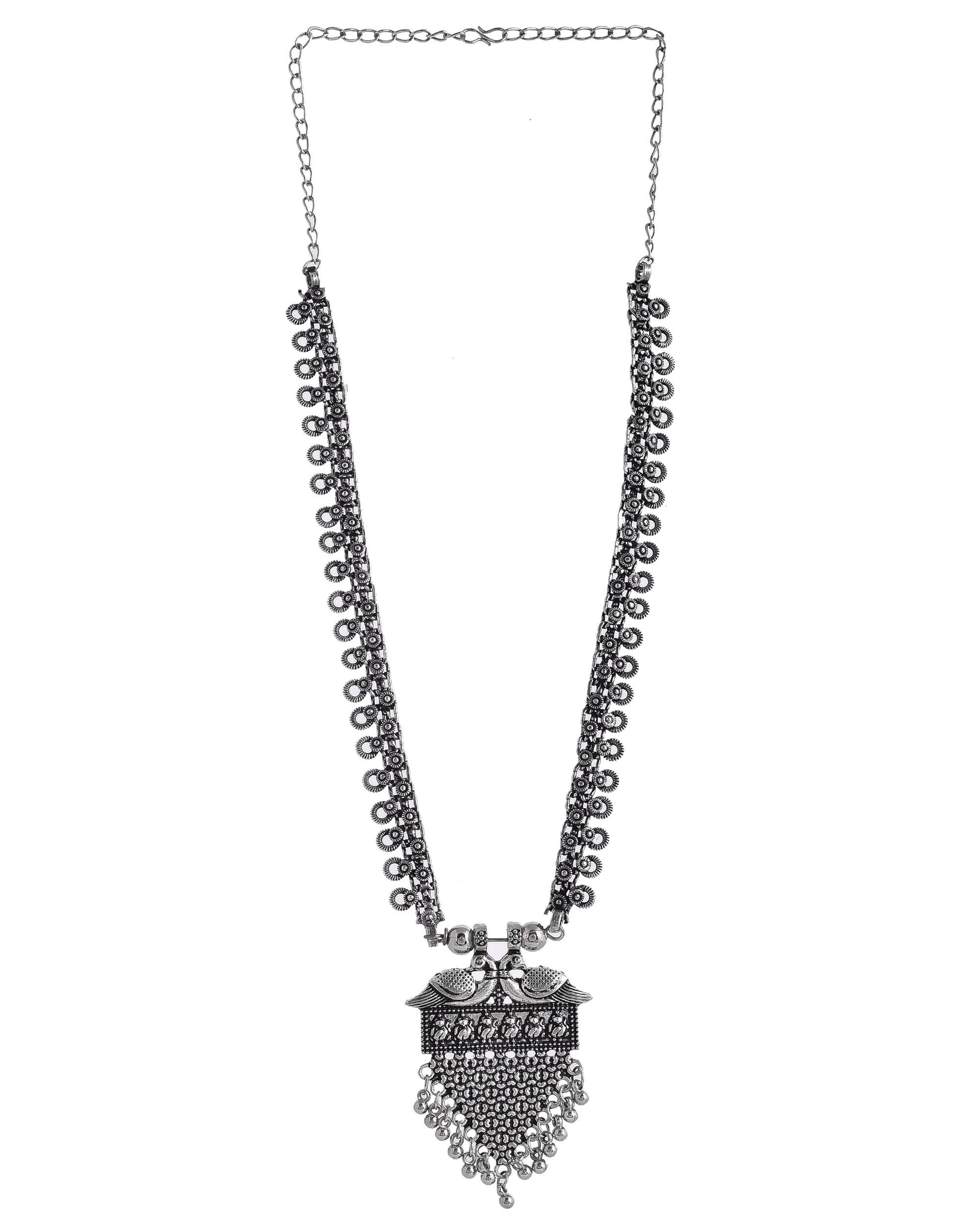 OXIDISED SPRING CHAIN PENDANT NECKLACE