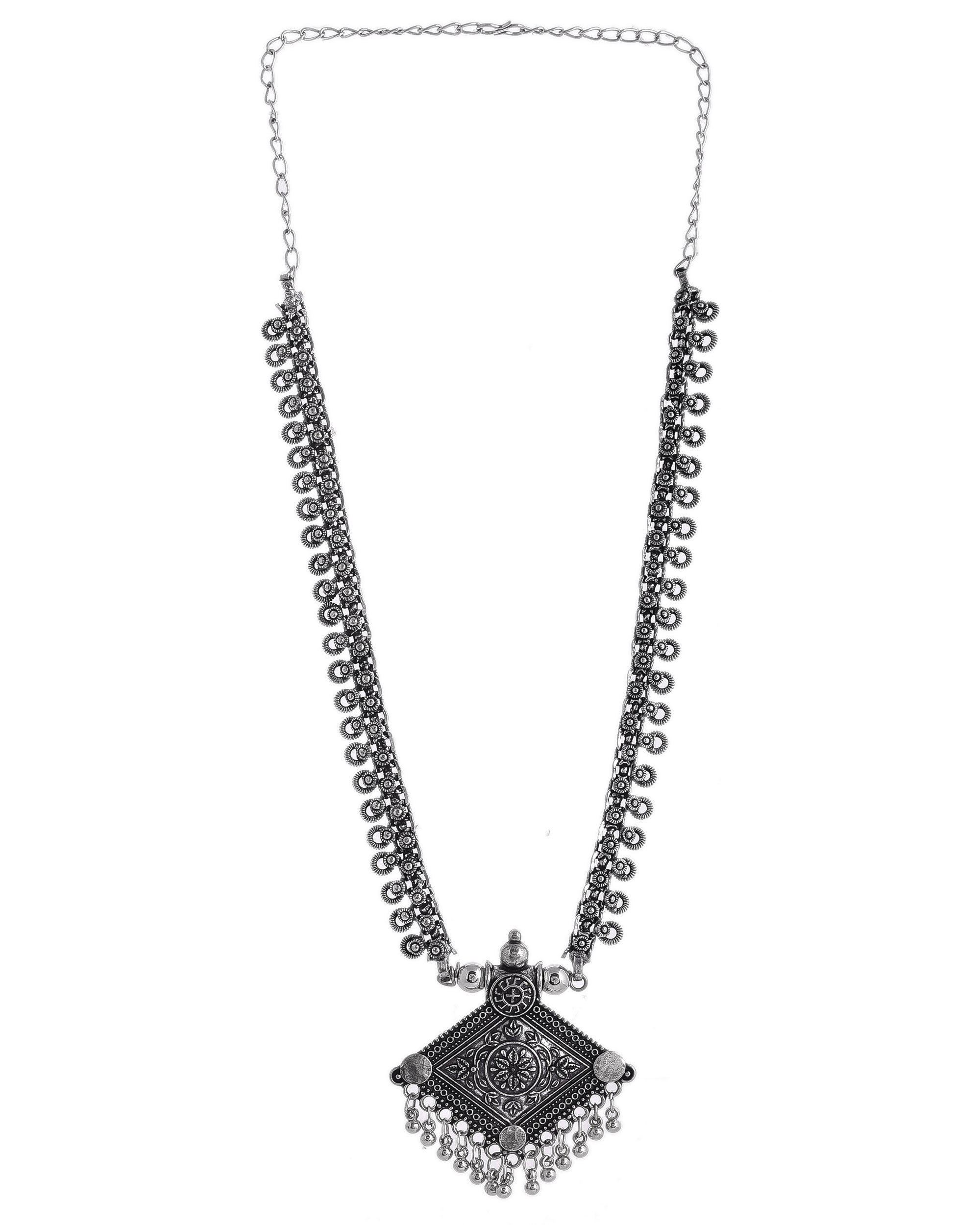 OXIDISED SPRING CHAIN PENDANT NECKLACE