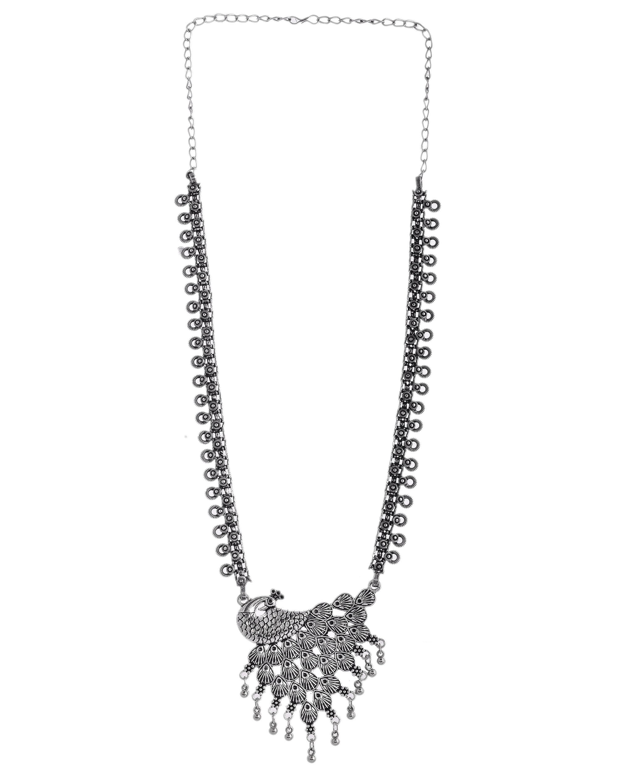 OXIDISED SPRING CHAIN PENDANT NECKLACE