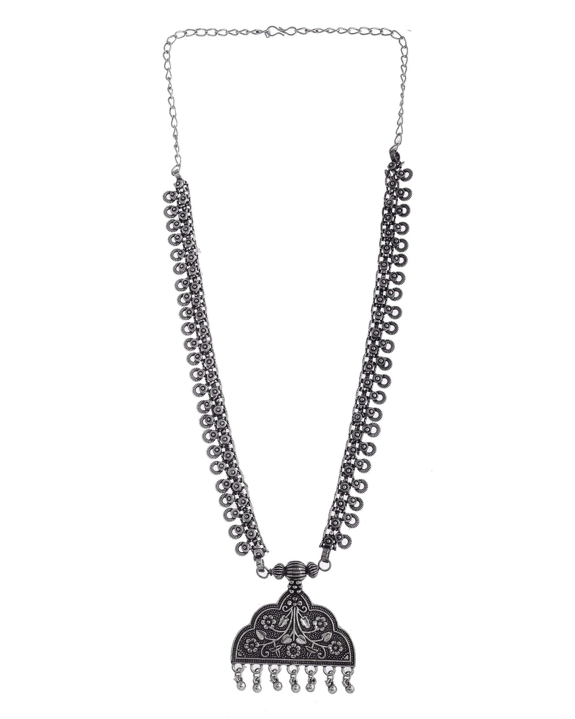 OXIDISED SPRING CHAIN PENDANT NECKLACE