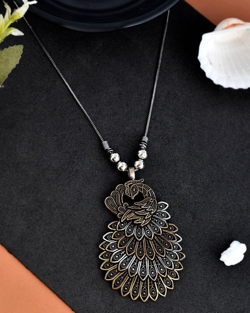 OXIDISED DUAL TONE CHAIN PENDANT