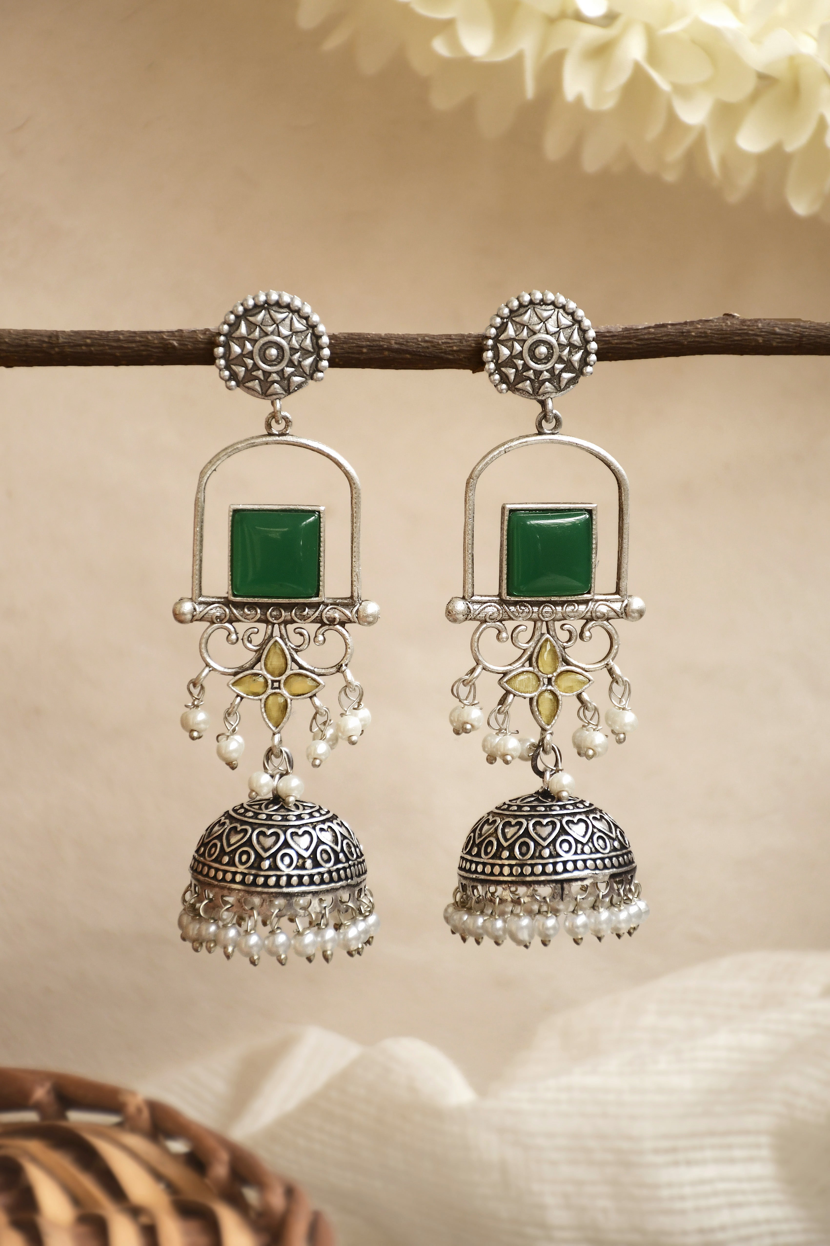 AANVI STONE JHUMKA EARRINGS