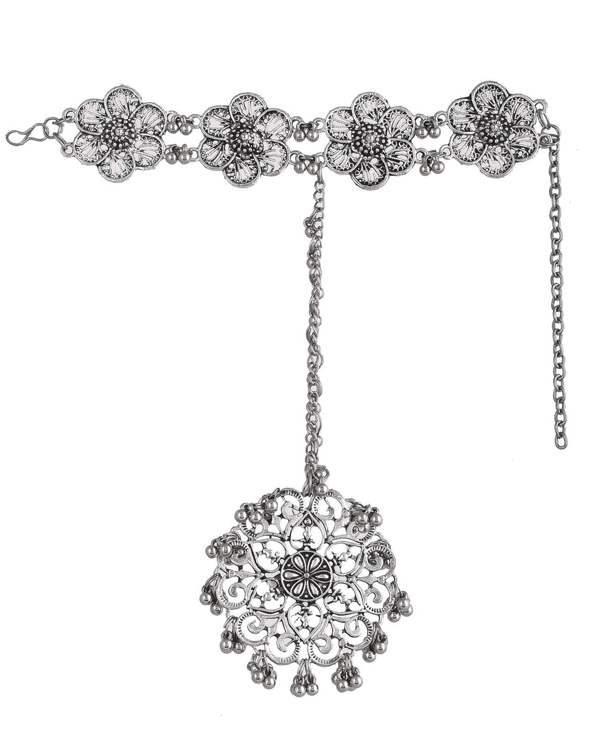 OXIDISED SILVER FINGER RING BRACELET 60% OFF