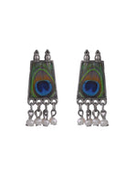 Load image into Gallery viewer, Oxidised Peacock Choker Pearl Neacklace Set