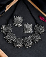 Load image into Gallery viewer, Oxidised Lotus Choker Necklace