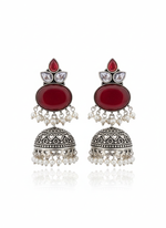 Load image into Gallery viewer, Anya Jhumka Stone Earrings