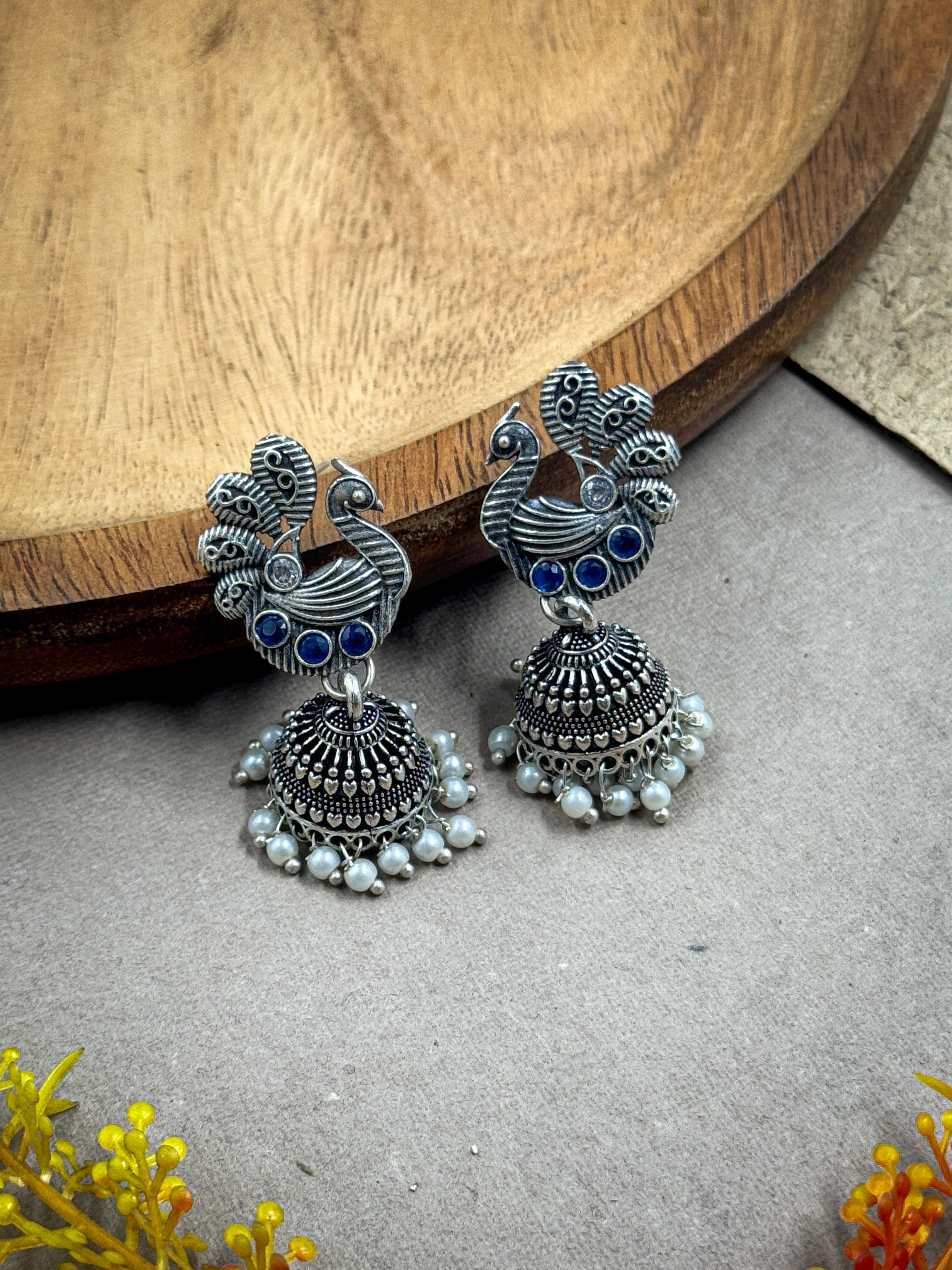 NIMRIT OXIDISED JHUMKA EARRINGS