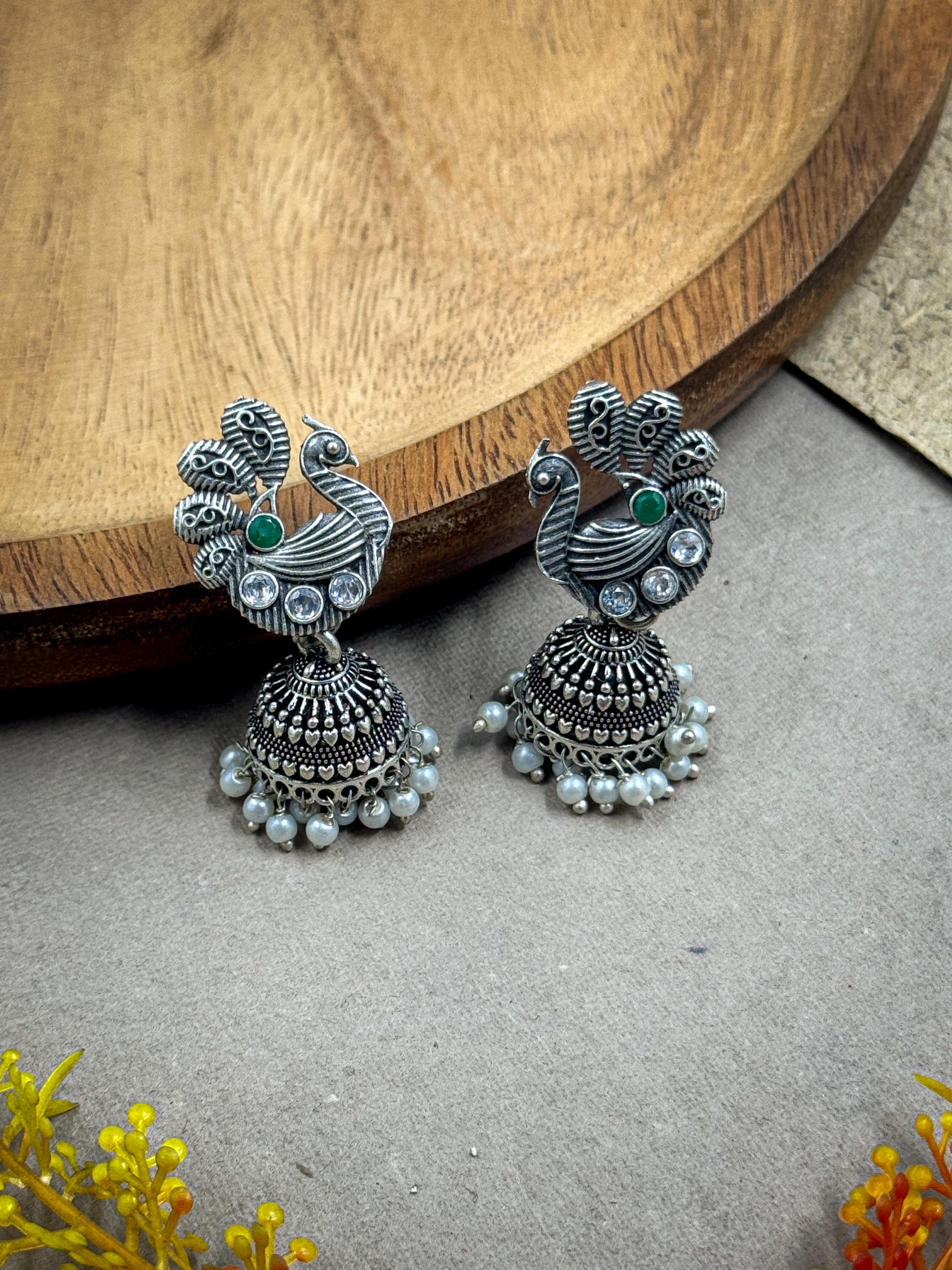 NIMRIT OXIDISED JHUMKA EARRINGS