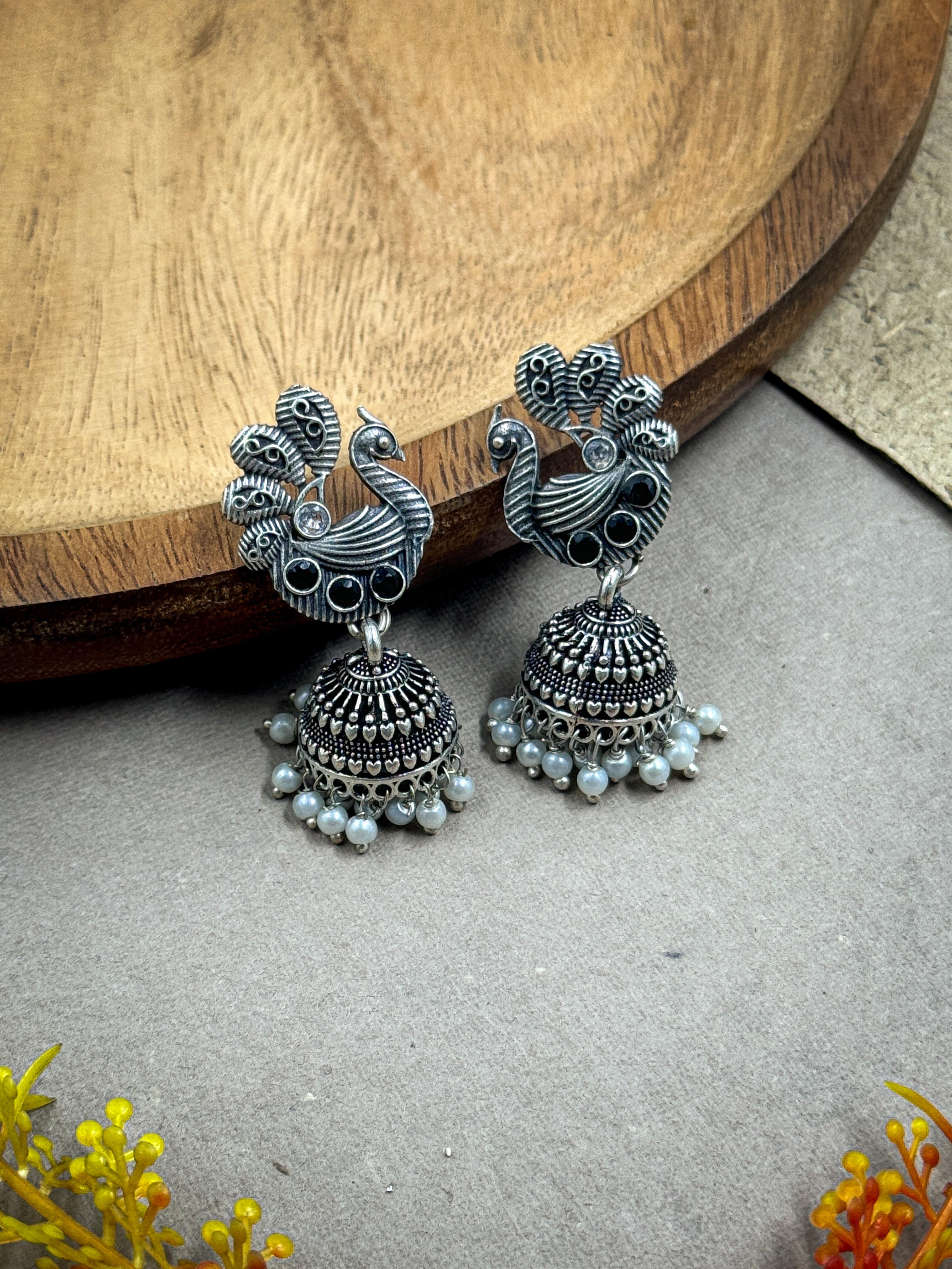 NIMRIT OXIDISED JHUMKA EARRINGS