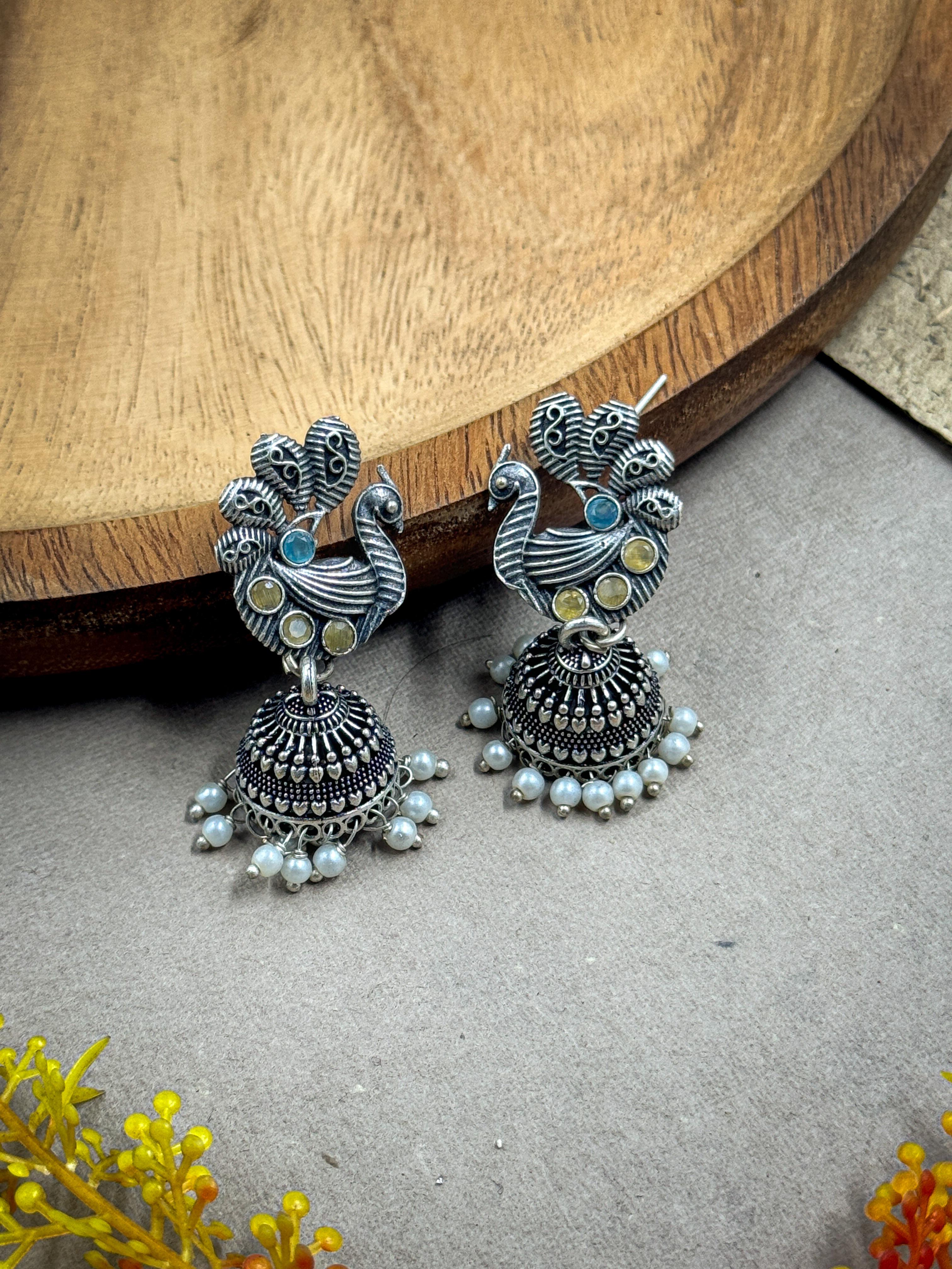 NIMRIT OXIDISED JHUMKA EARRINGS