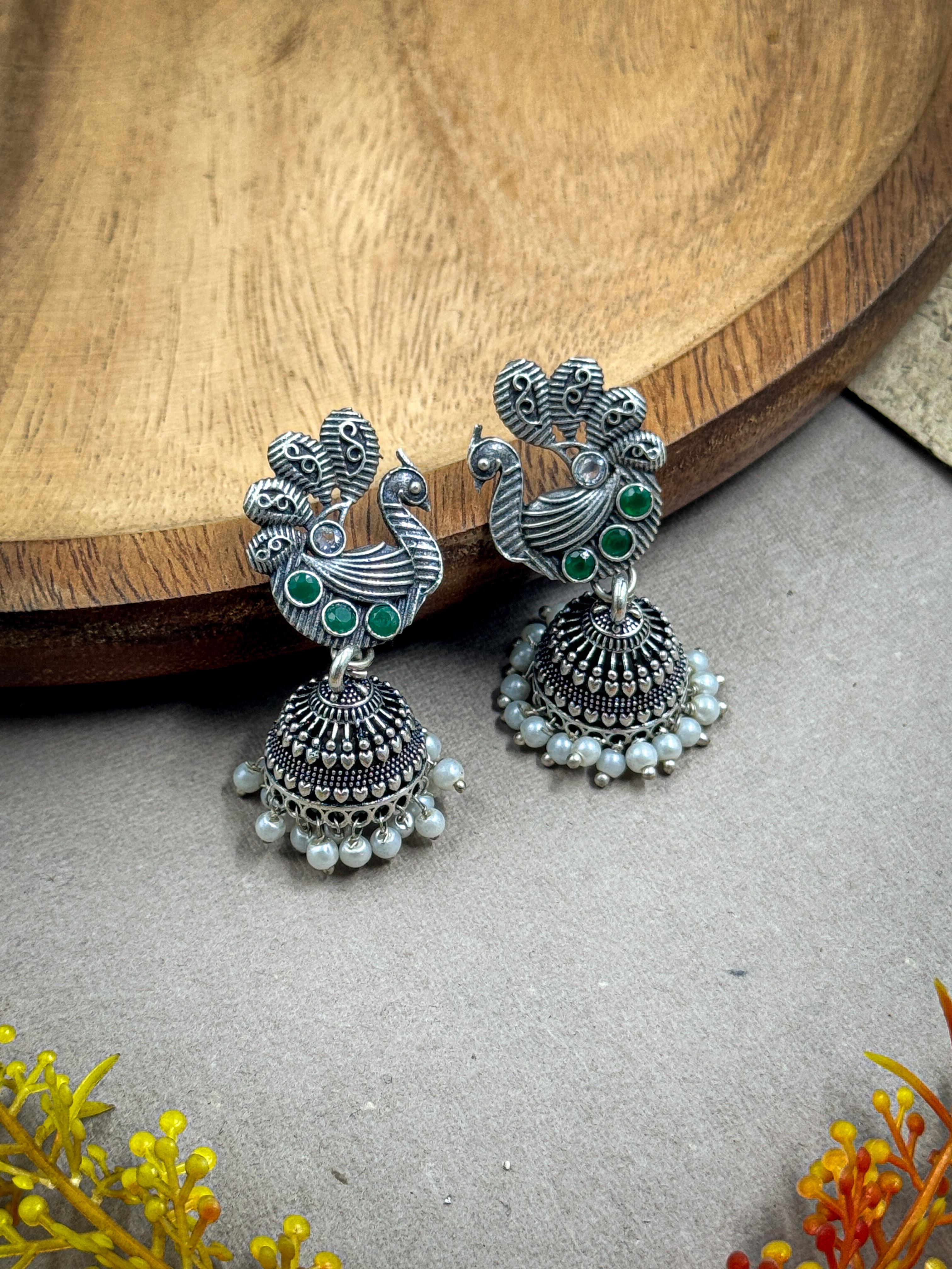 NIMRIT OXIDISED JHUMKA EARRINGS