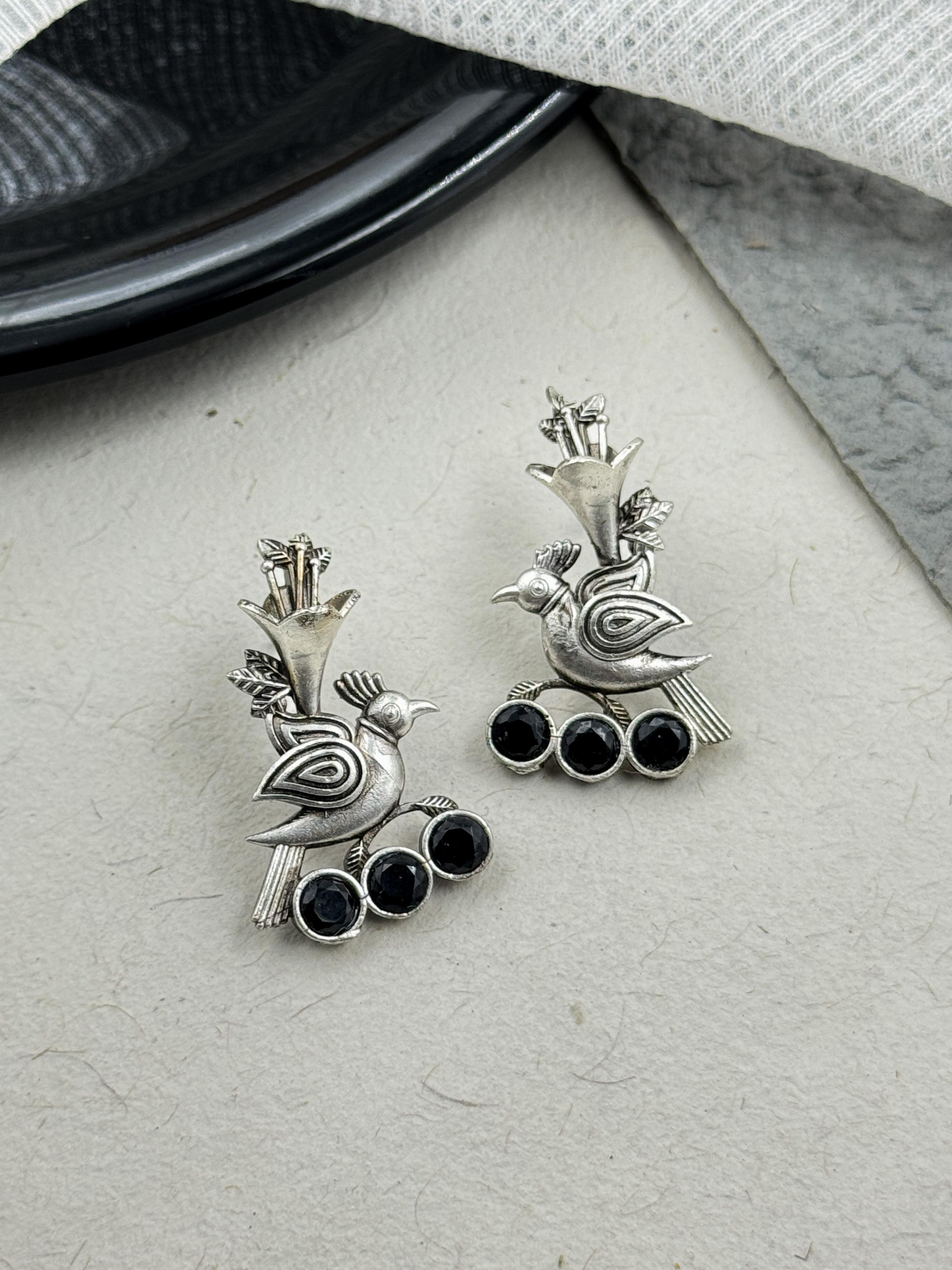 JENNY OXIDISED STUDS EARRINGS