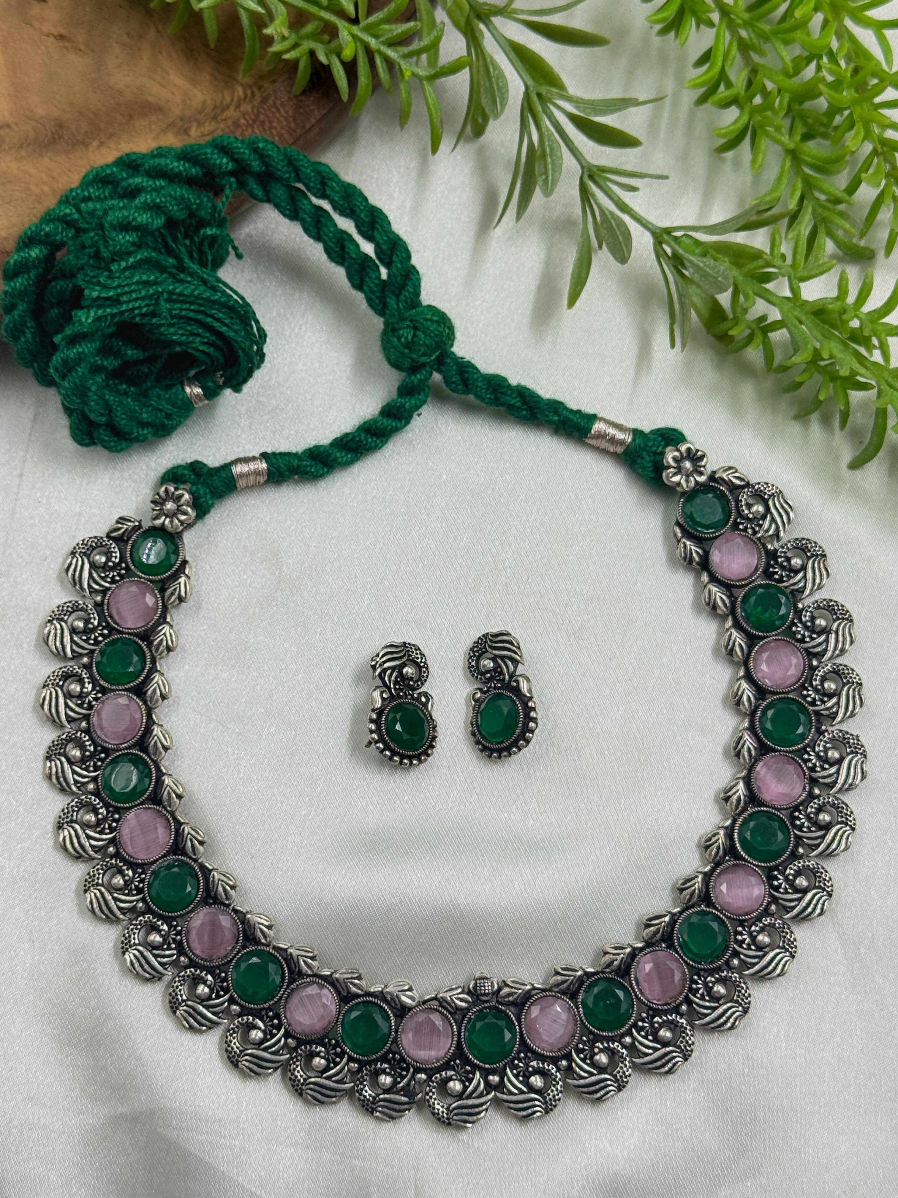 BANSARI OXIDISED STONE NECKLACE SET