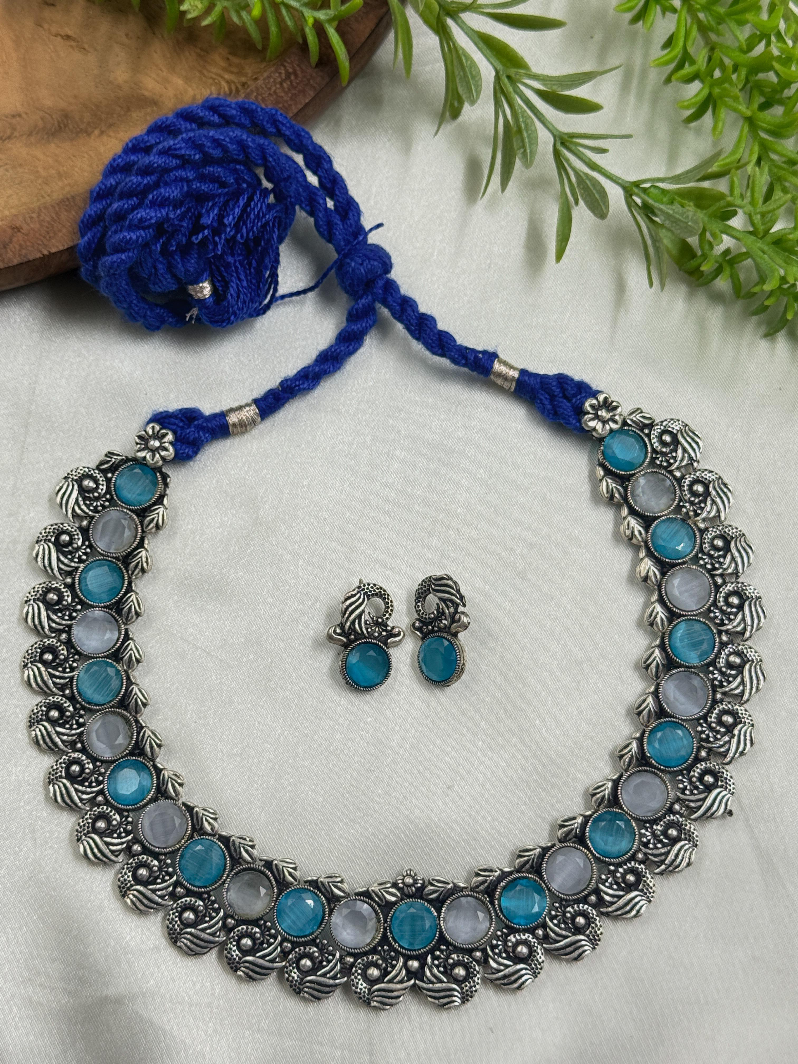 BANSARI OXIDISED STONE NECKLACE SET