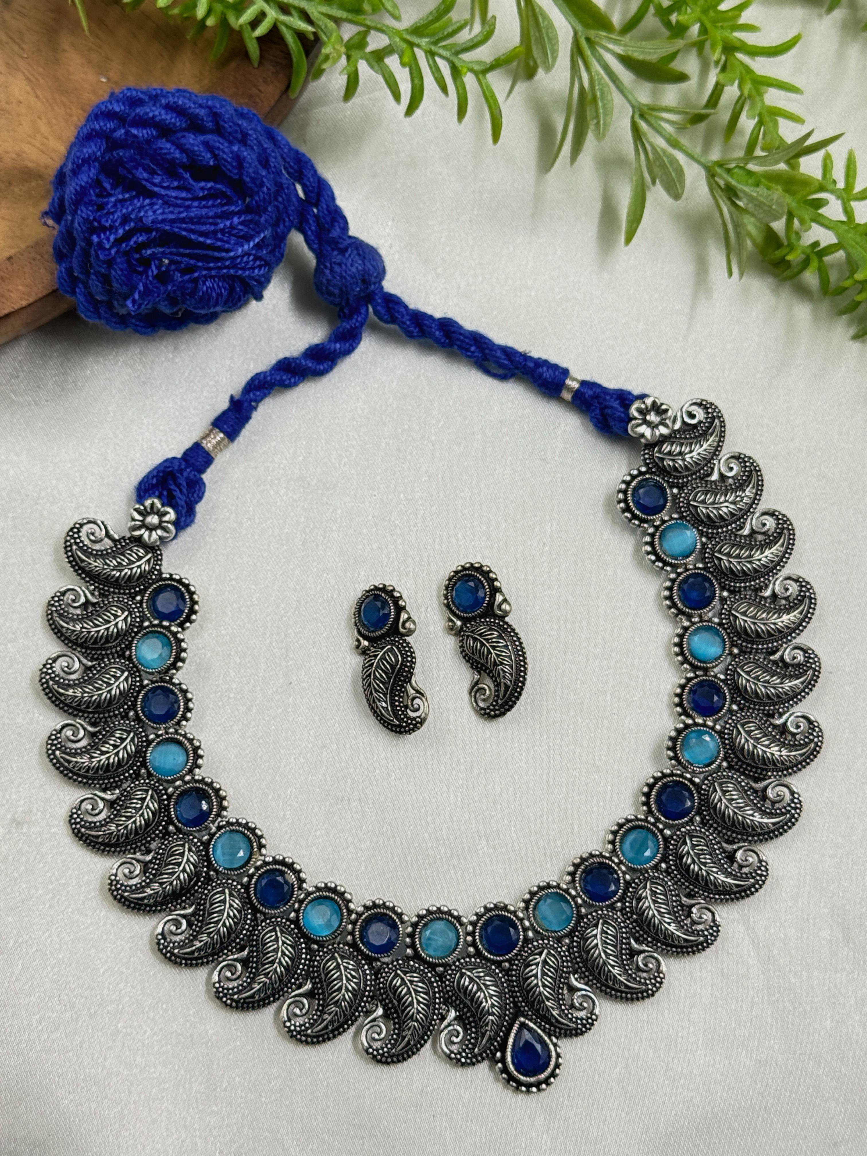 RADHIKA OXIDISED STONE NECKLACE SET