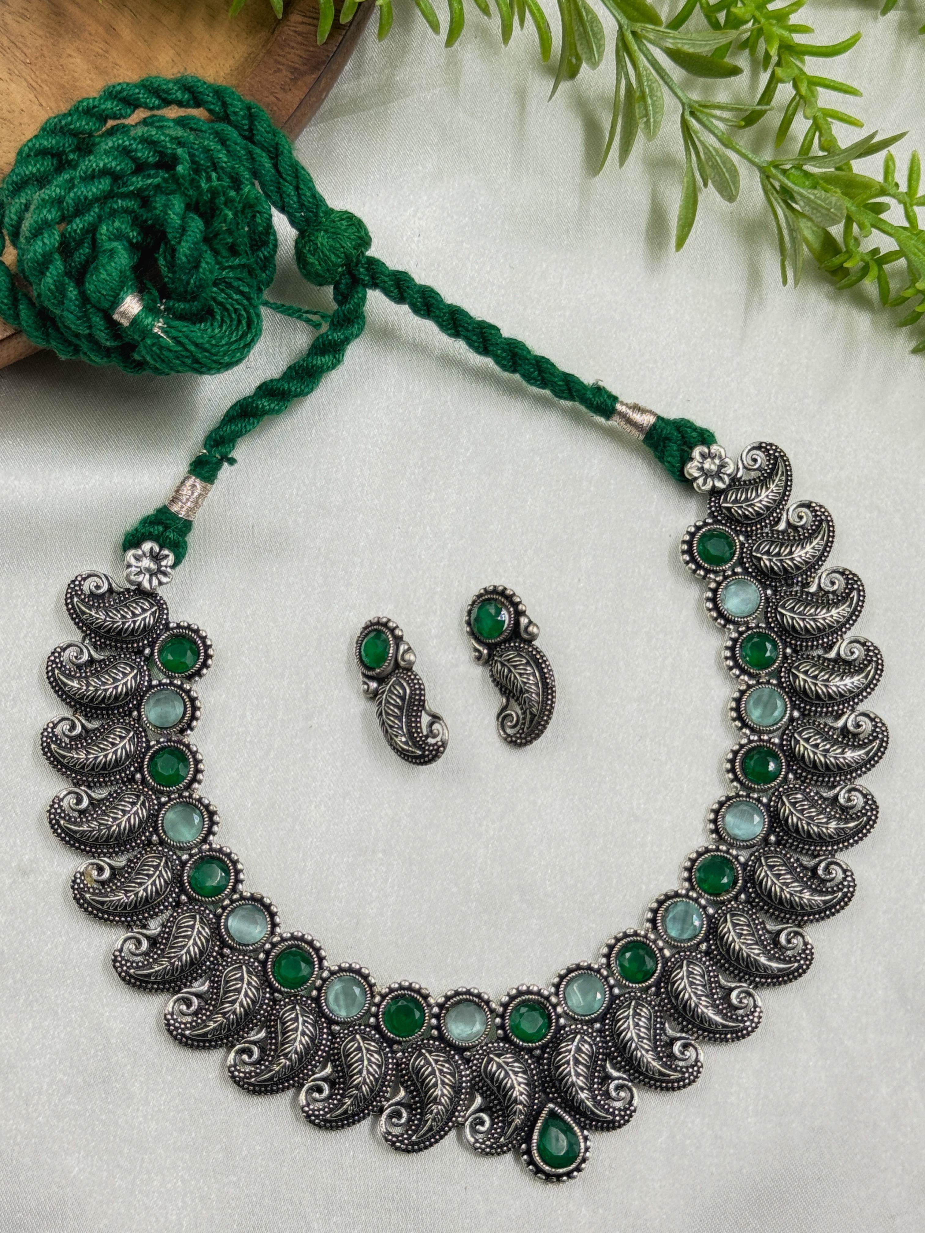 RADHIKA OXIDISED STONE NECKLACE SET