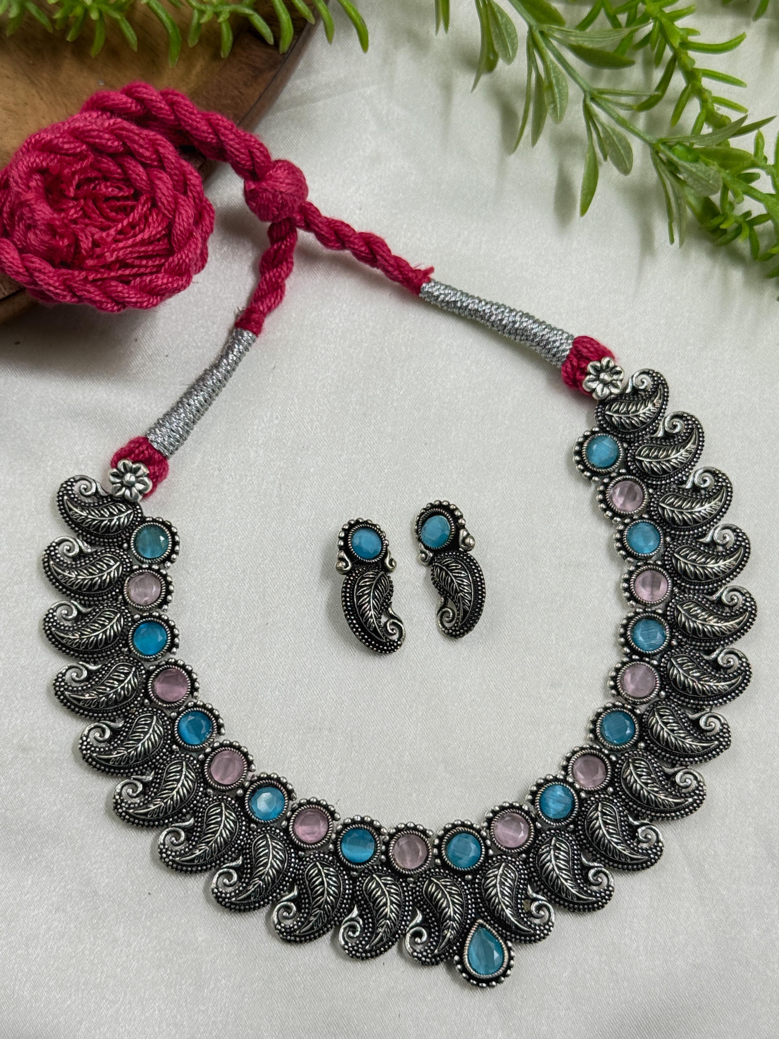 RADHIKA OXIDISED STONE NECKLACE SET