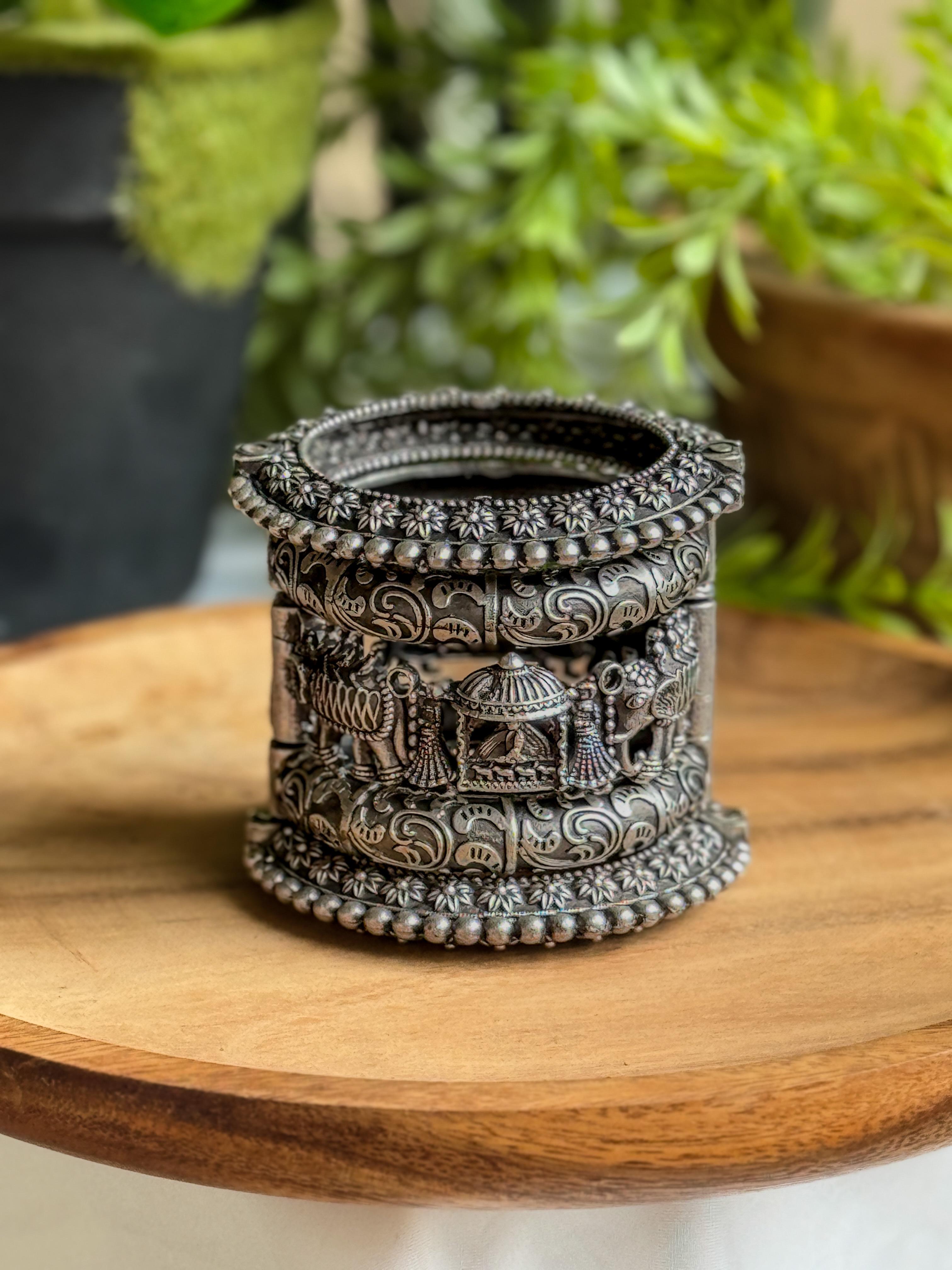 Doli Silver Lookalike Bangle Stack