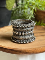Load image into Gallery viewer, MAHI SILVER LOOK ALIKE BANGLE STACK